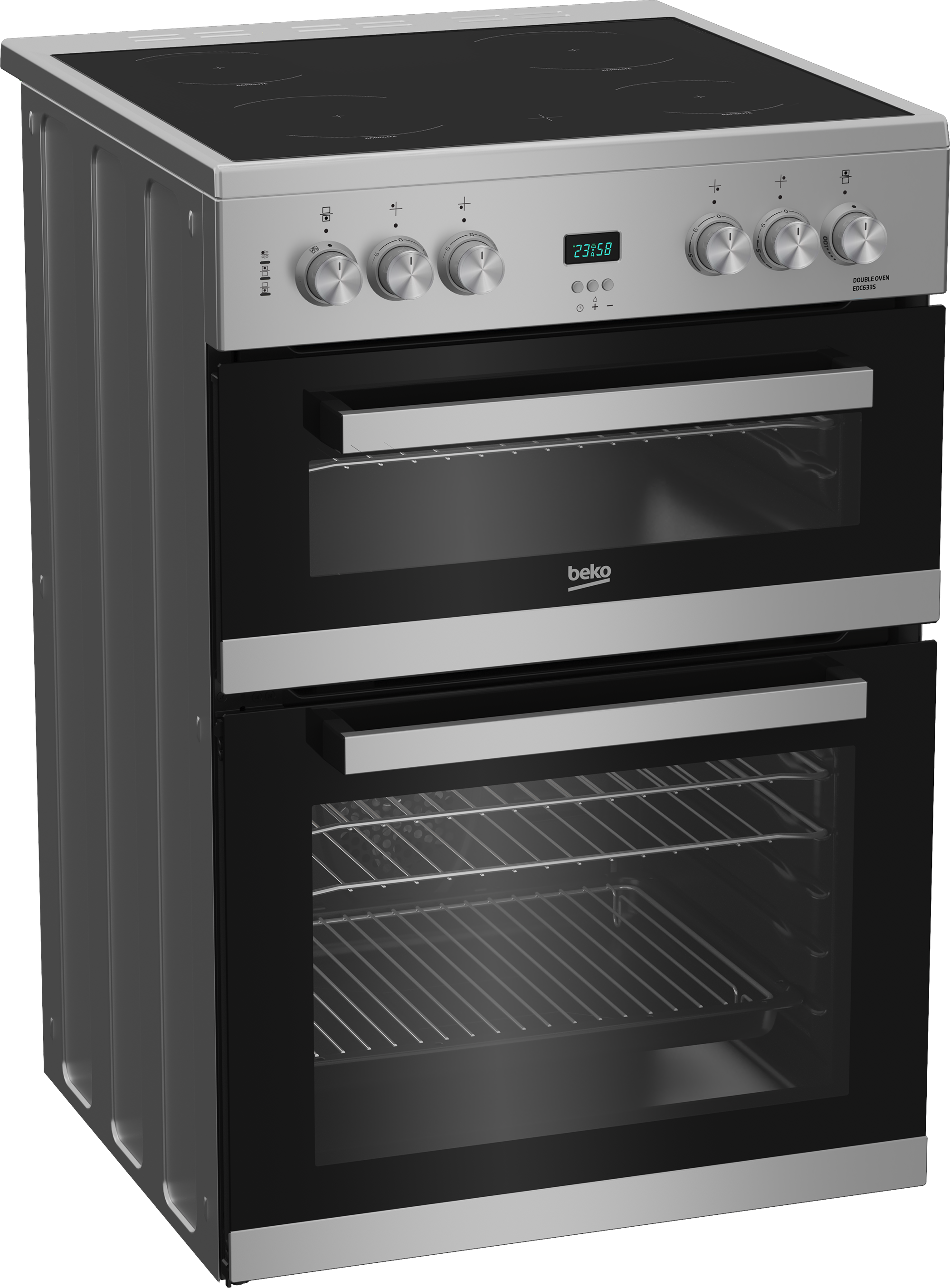 Beko EDC633S 60cm Electric Double Oven with Ceramic Hob - Silver thumbnail image