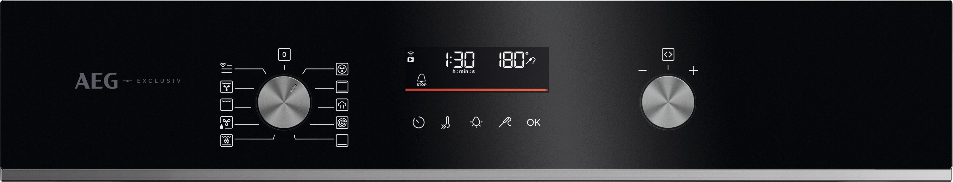AEG GA5CB50FAB 59.5cm Built In Electric Single Oven - Gloss Black with Steel Trim thumbnail image