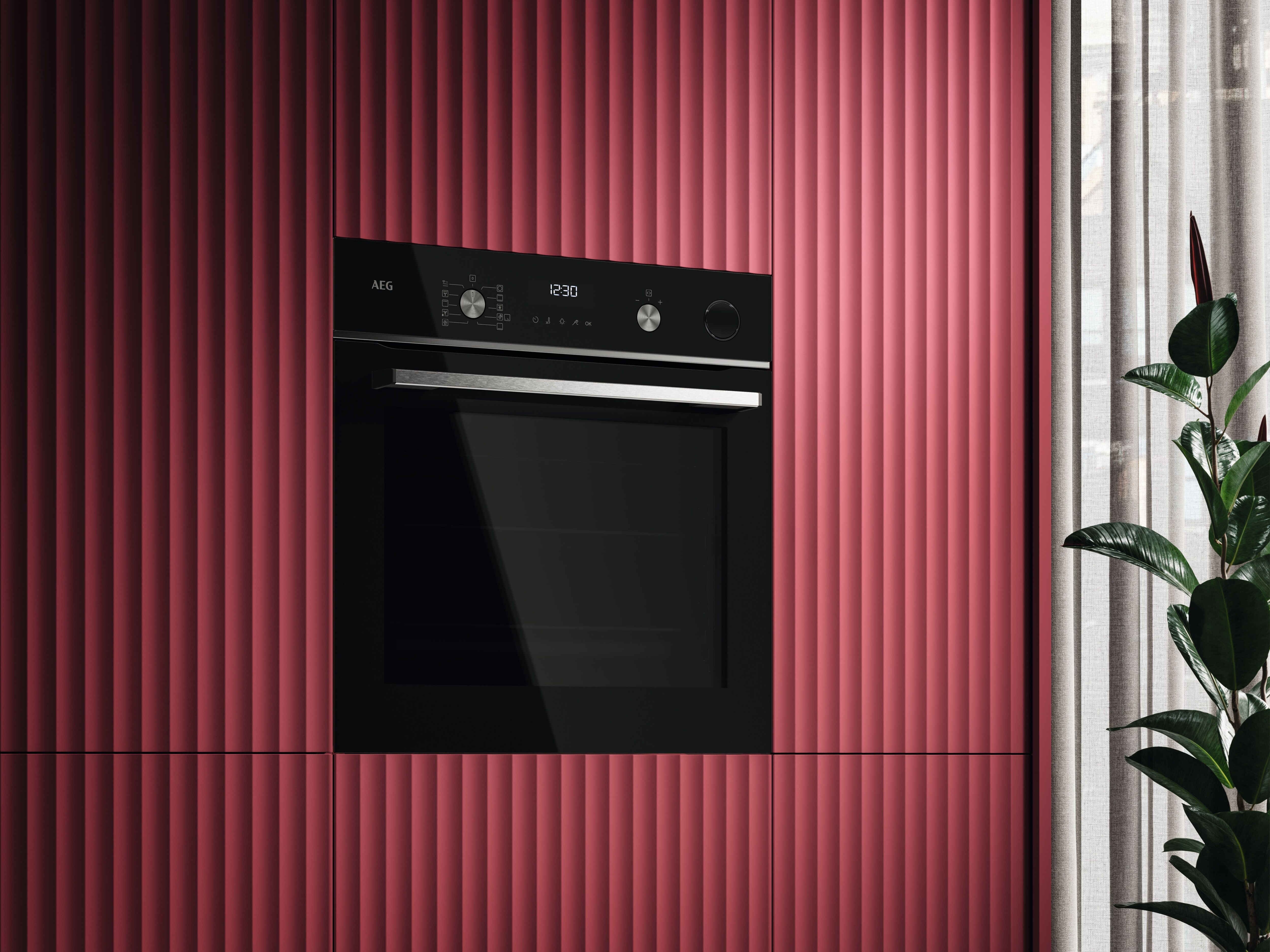 AEG GR6PB52FSB 59.6cm Built In Electric Single Oven - Gloss Black with Steel Trim thumbnail image