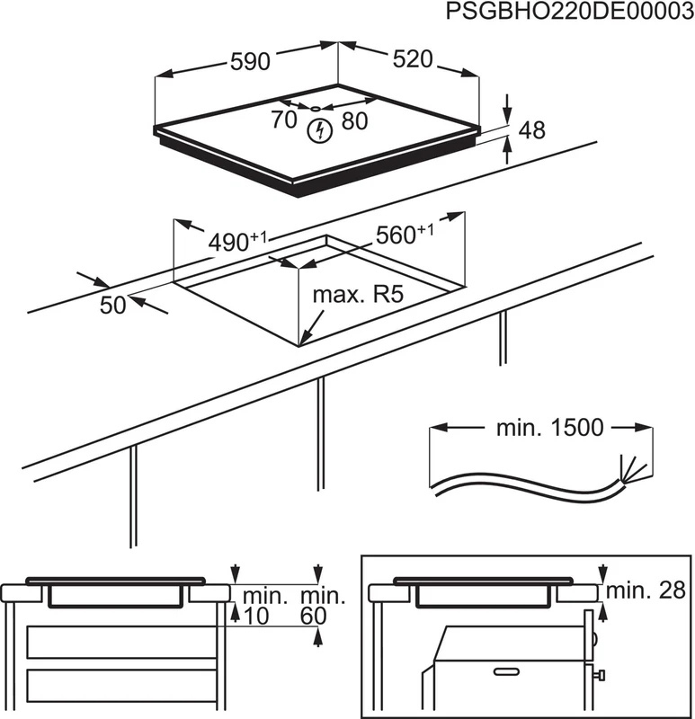 AEG IBS6420SCB 3000 60cm Induction Hob - Black thumbnail image
