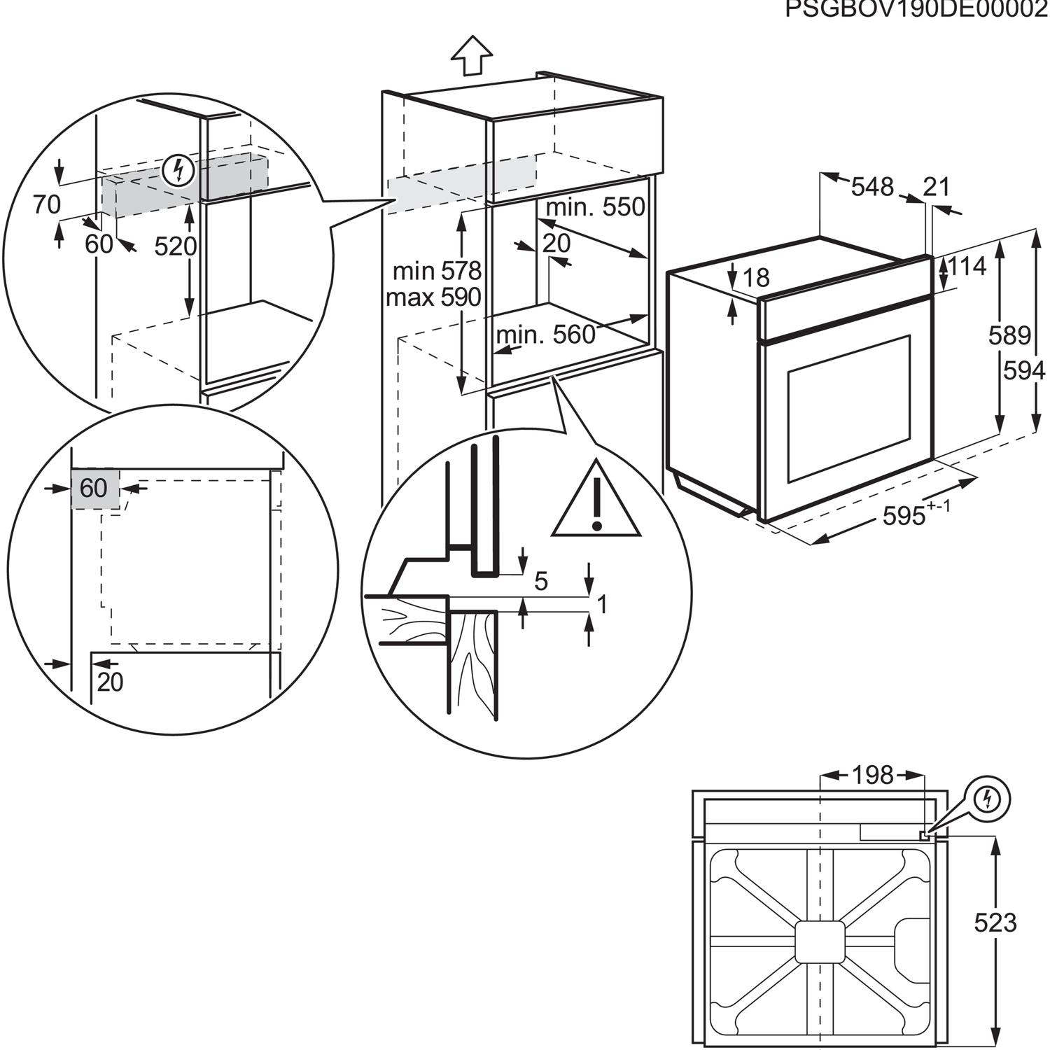 AEG OU5PB40XK 59.6cm Built In Electric Single Oven - Black thumbnail image