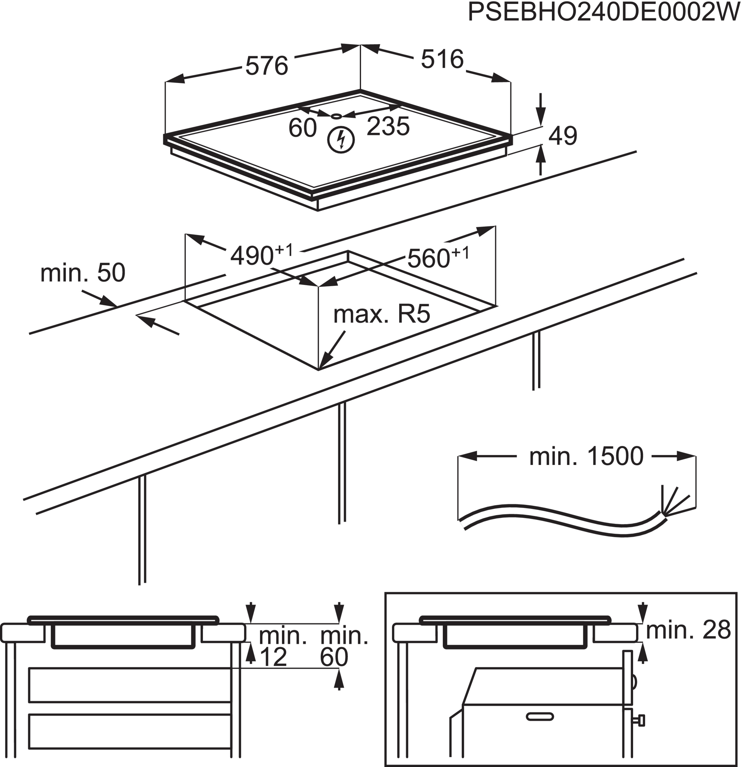 AEG TN64IA00XB 57.6cm Induction Hob  thumbnail image