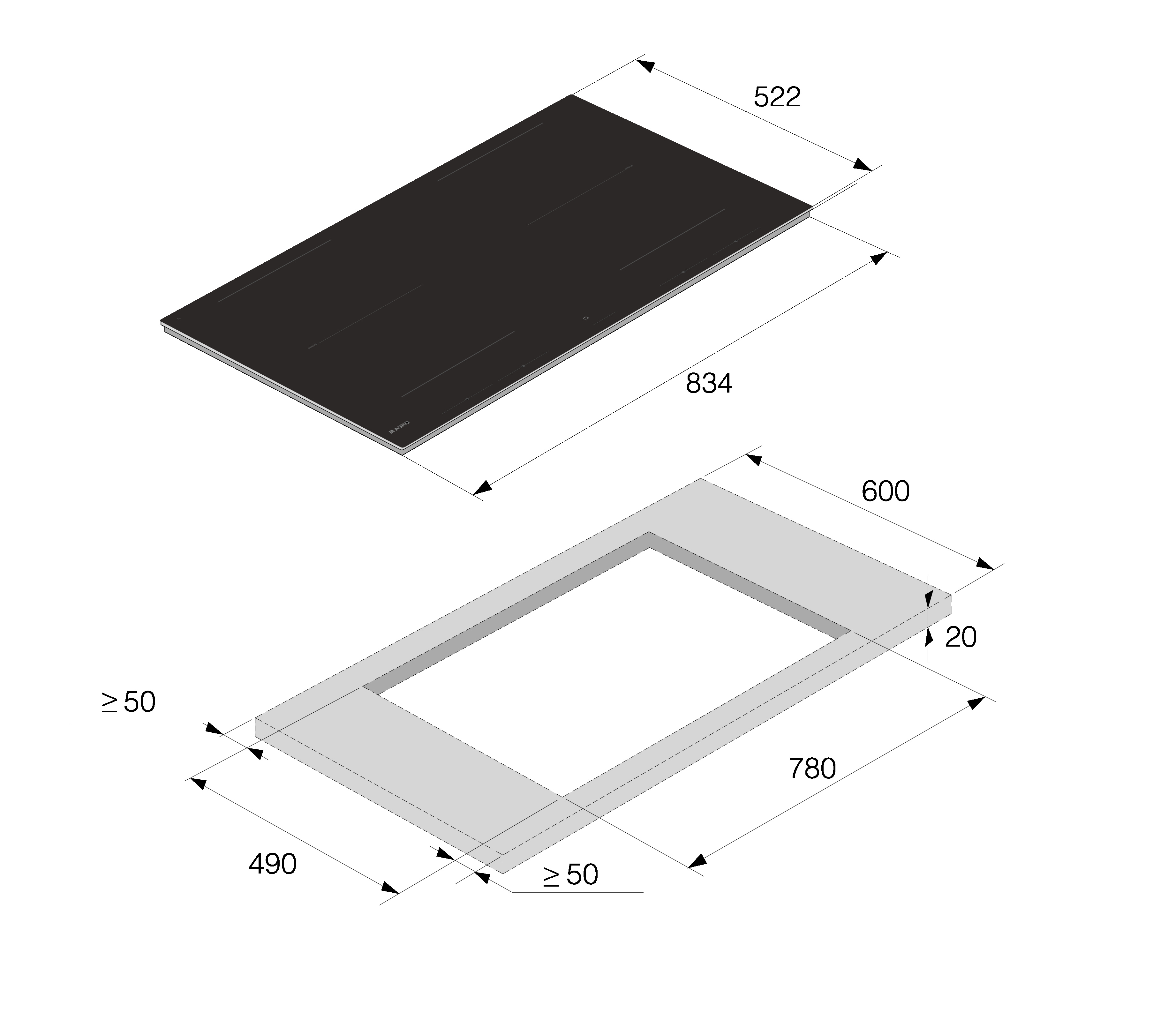 Asko HIHD854MM 90cm 4 Zone Hood-in hob, Celsius Induction - Black thumbnail image