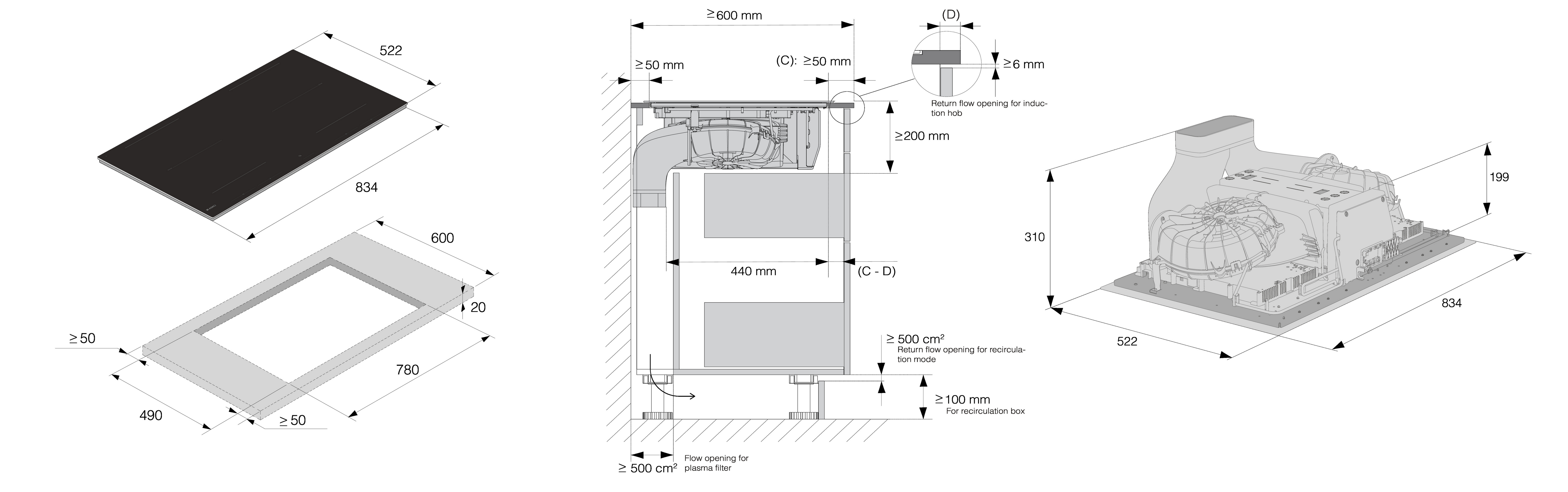 Asko HIHD854MM 90cm 4 Zone Hood-in hob, Celsius Induction - Black thumbnail image