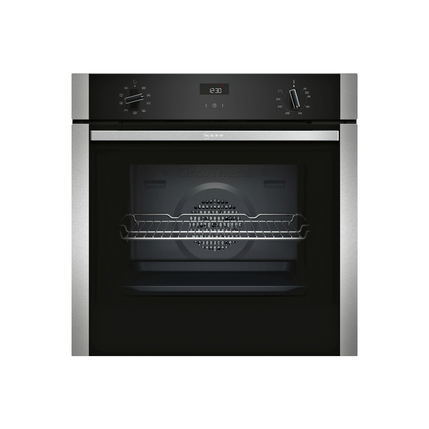NEFF B1ACE4HN0B 59.4cm Built In Electric CircoTherm Single Oven - Black/Steel thumbnail image