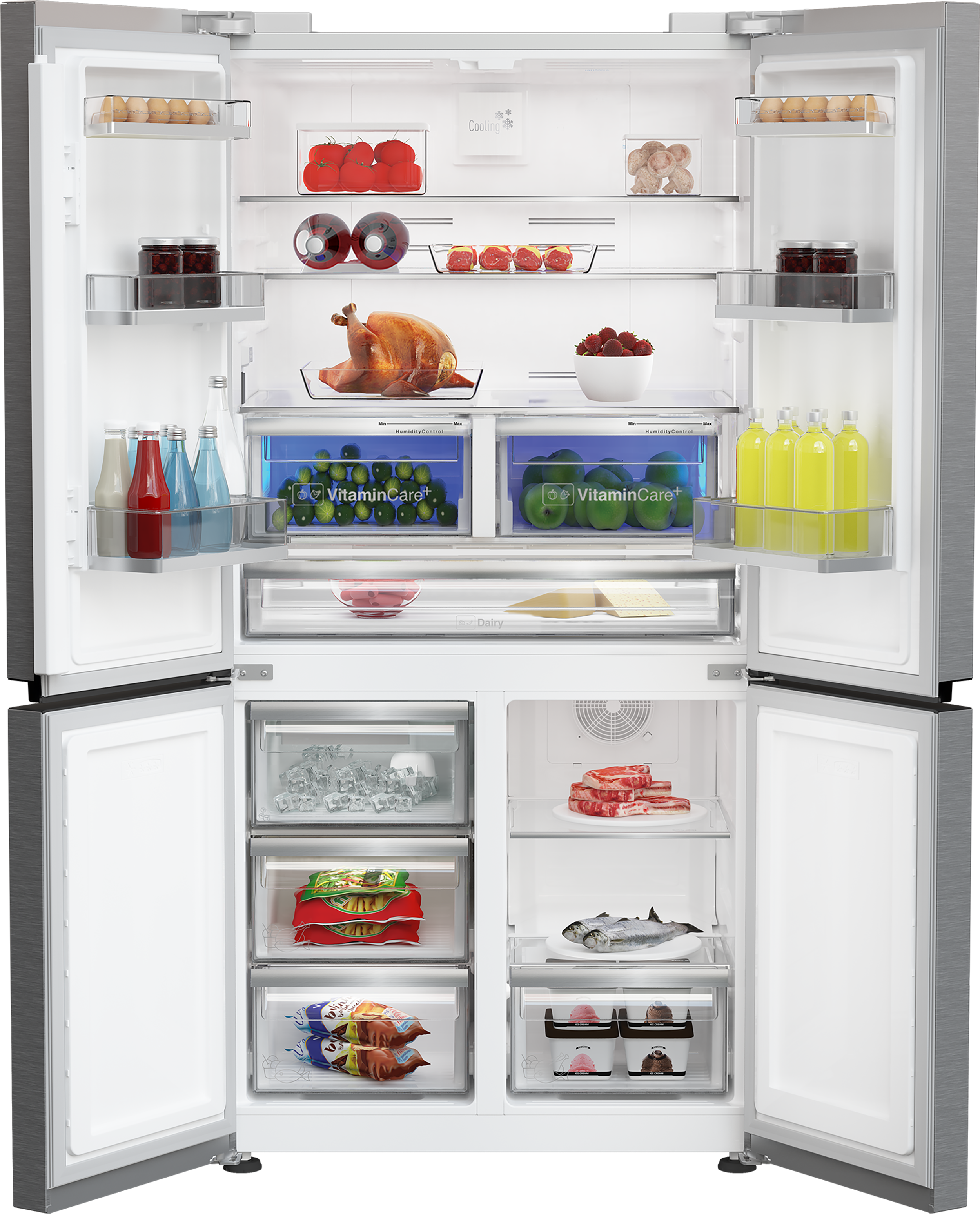 Blomberg KQD114VPX 90.8cm 60/40 Dual Cooling Frost Free American Fridge Freezer - Brushed Steel thumbnail image