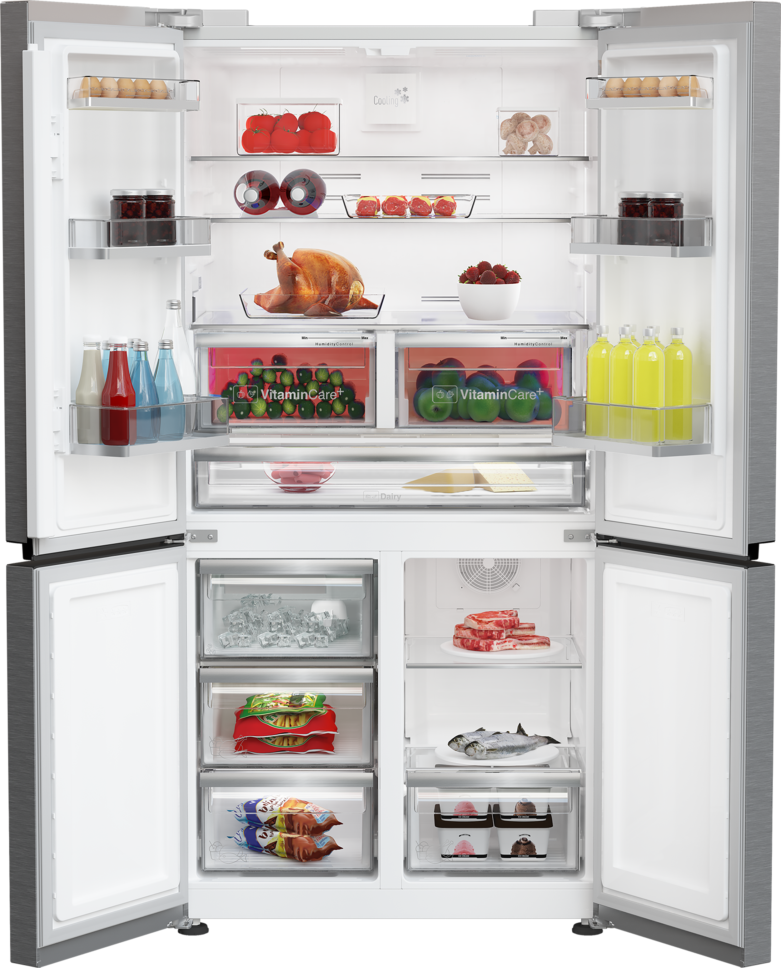 Blomberg KQD114VPX 90.8cm 60/40 Dual Cooling Frost Free American Fridge Freezer - Brushed Steel thumbnail image