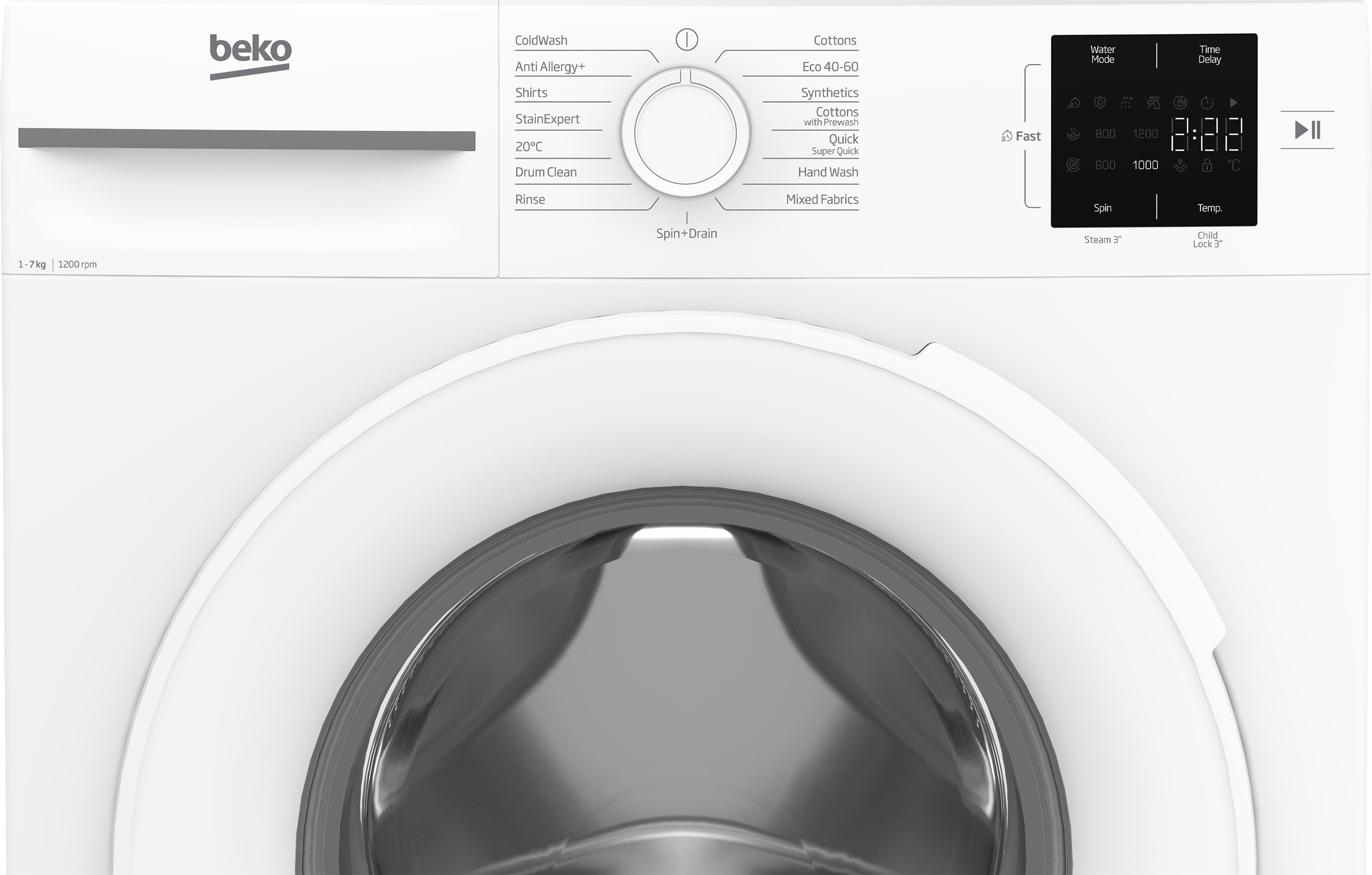 Beko BM1WU3721W 7kg 1200 Spin Washing Machine - White thumbnail image