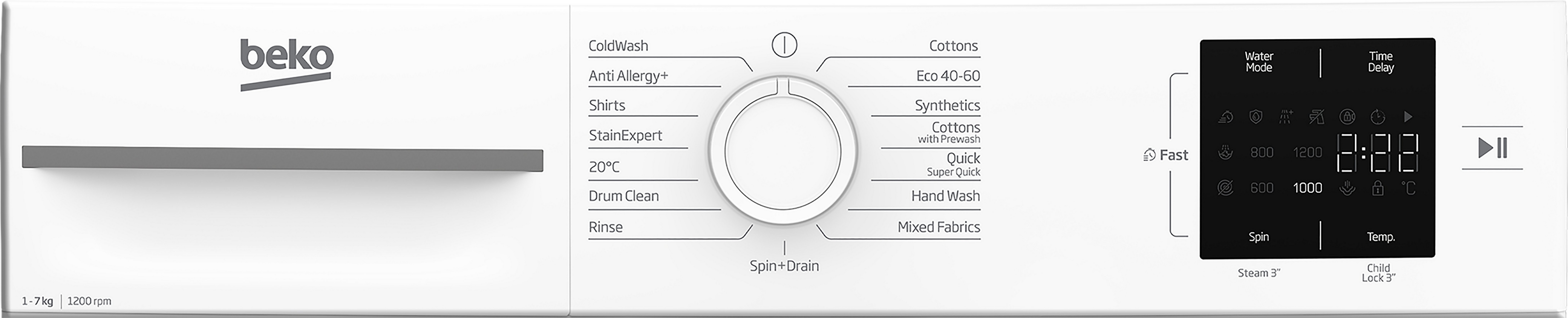 Beko BM1WU3721W 7kg 1200 Spin Washing Machine - White thumbnail image