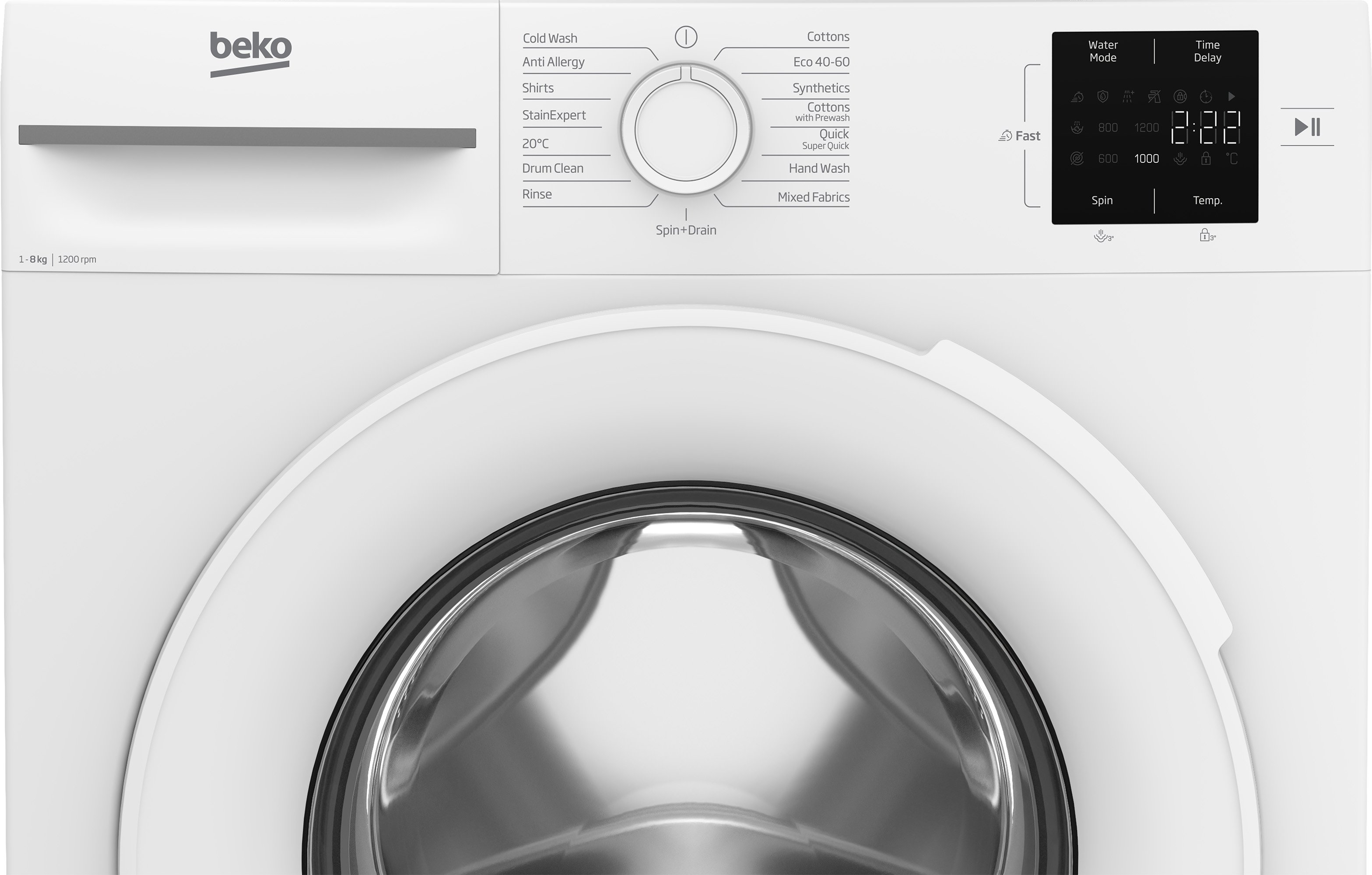 Beko BMN3WT3821W 8kg 1200 Spin Washing Machine - White thumbnail image