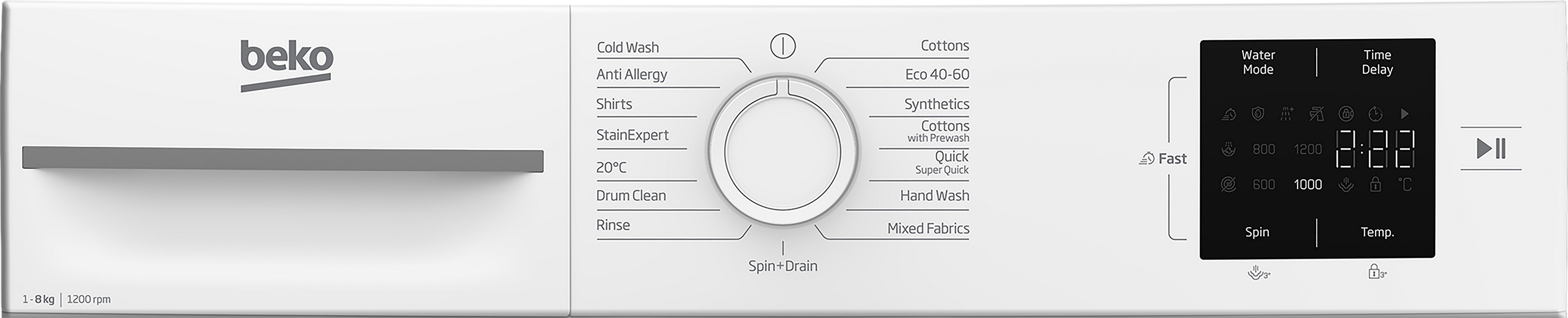 Beko BMN3WT3821W 8kg 1200 Spin Washing Machine - White thumbnail image