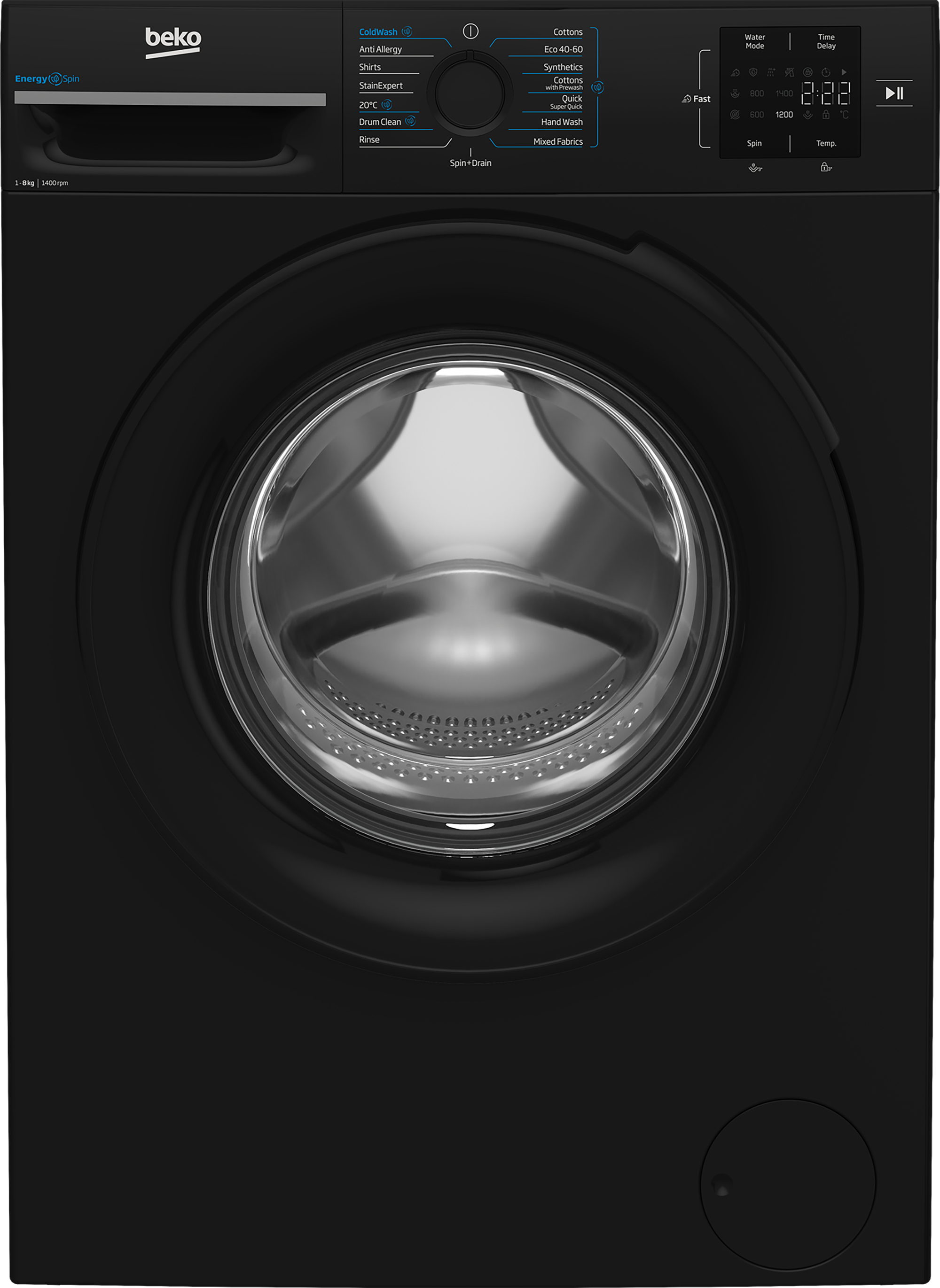 Beko BMN3WT3841B 8kg 1400 Spin EnergySpin Washing Machine - Black thumbnail image