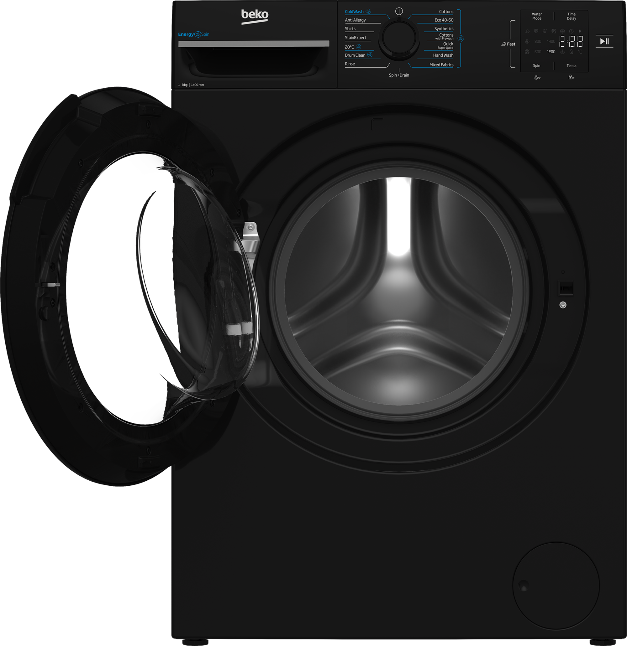 Beko BMN3WT3841B 8kg 1400 Spin EnergySpin Washing Machine - Black thumbnail image