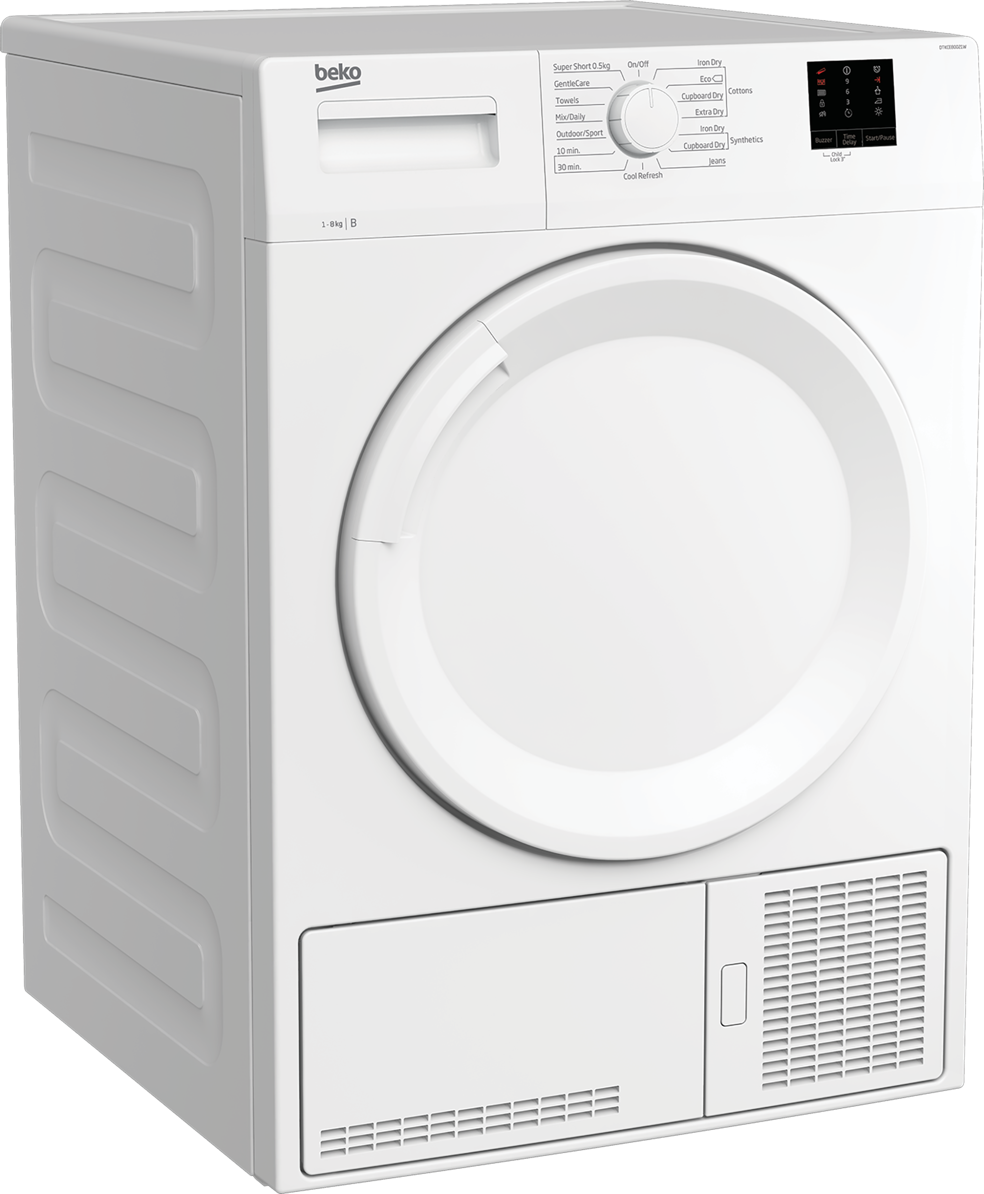 Beko DTKCE80021W 8kg Condenser Tumble Dryer with Sensor Programmes - White thumbnail image