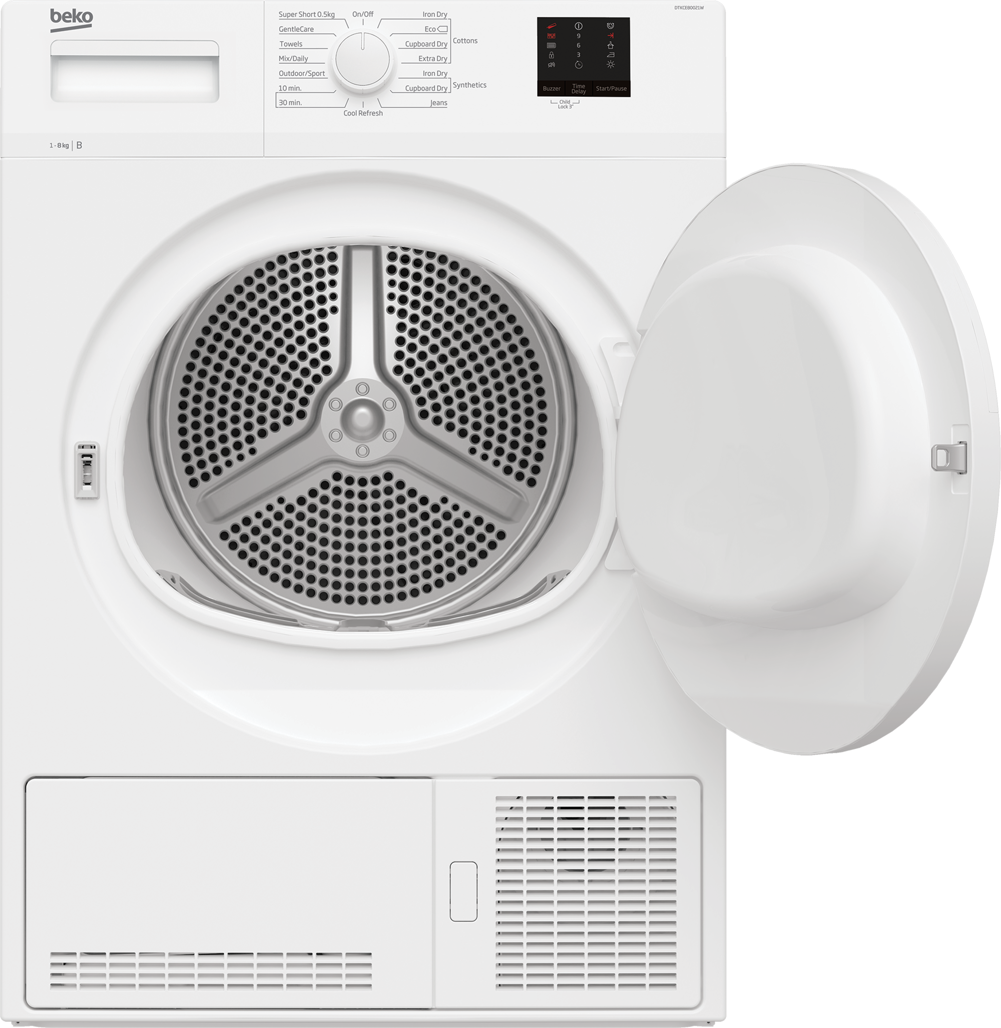 Beko DTKCE80021W 8kg Condenser Tumble Dryer with Sensor Programmes - White thumbnail image