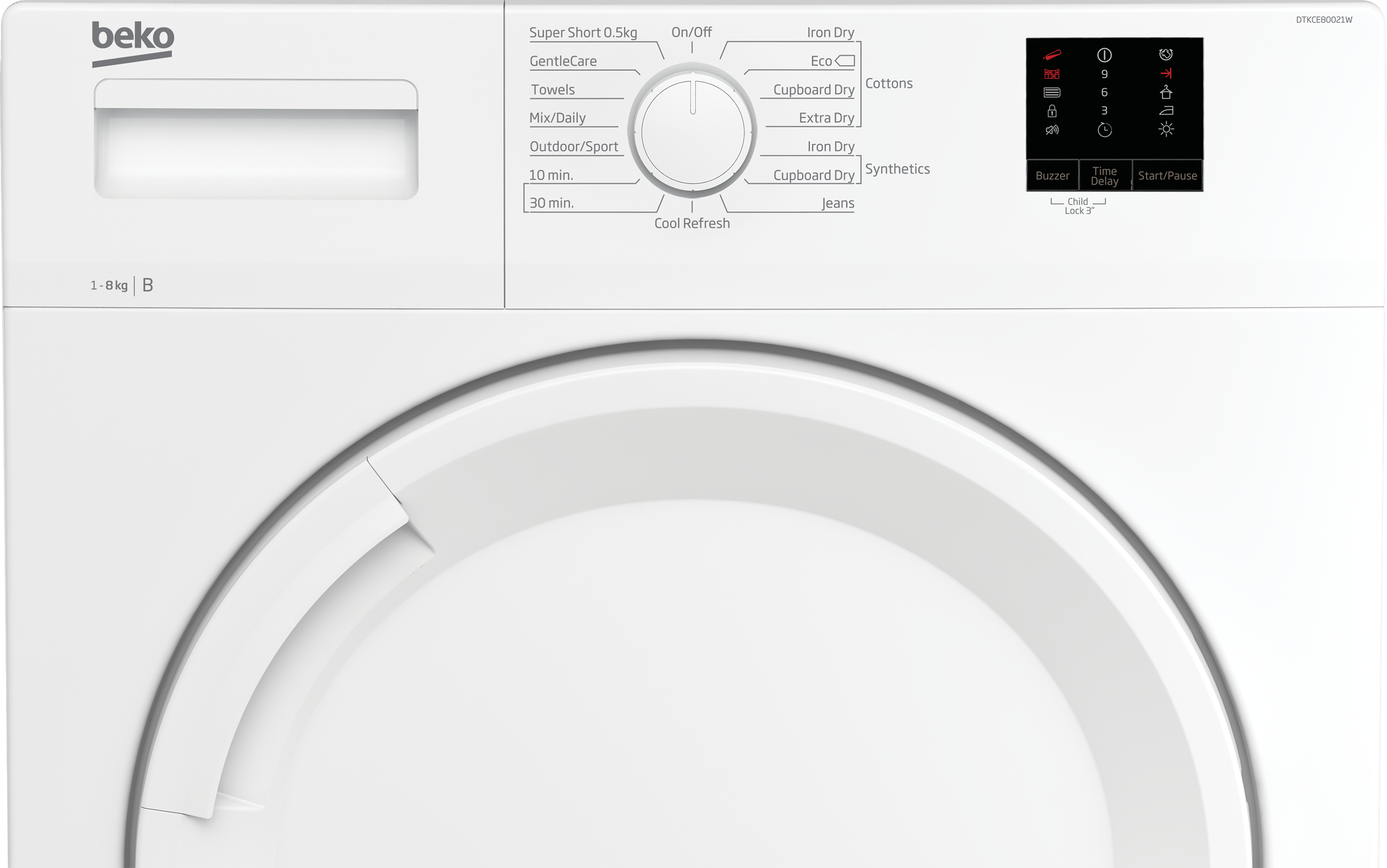 Beko DTKCE80021W 8kg Condenser Tumble Dryer with Sensor Programmes - White thumbnail image