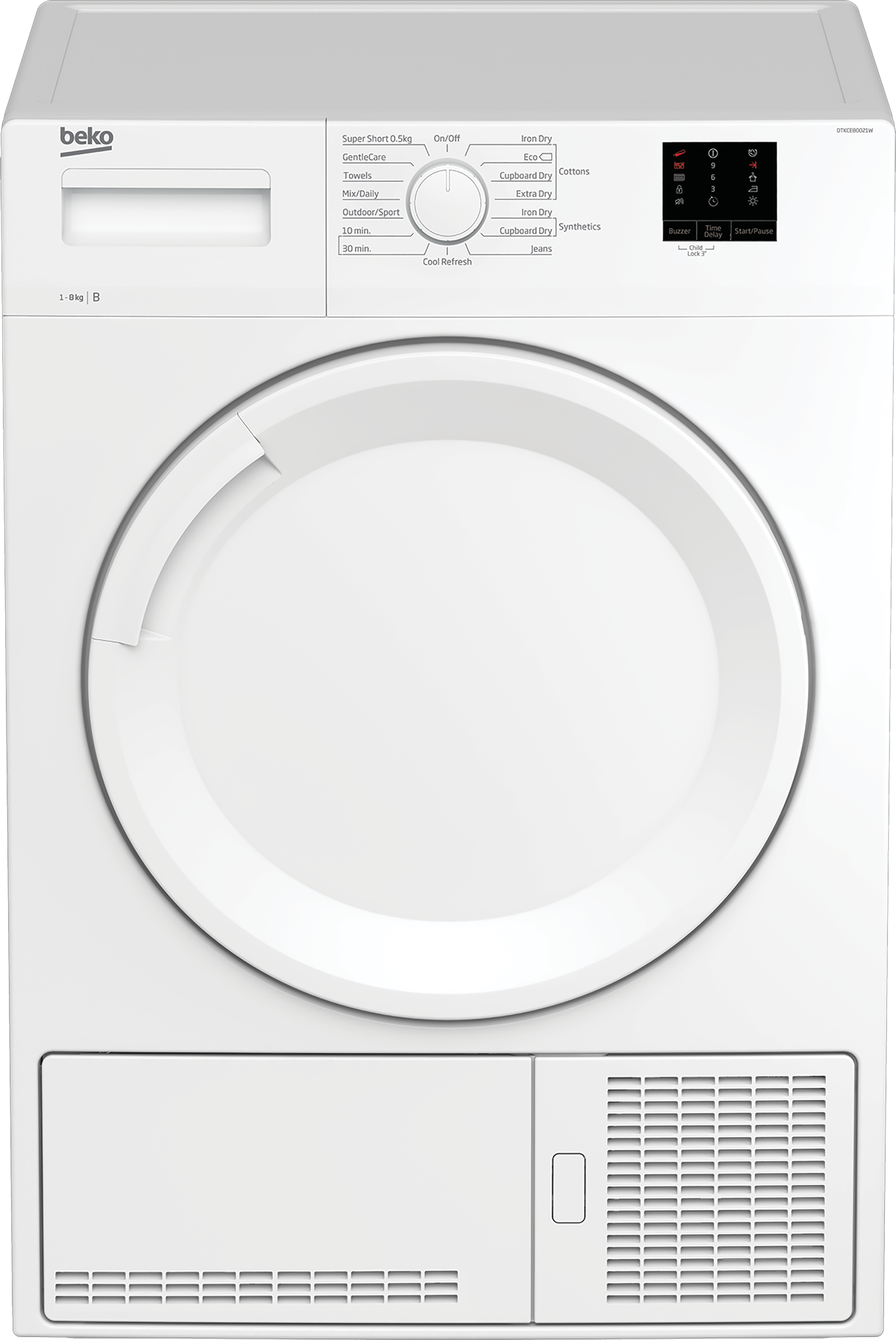 Beko DTKCE80021W 8kg Condenser Tumble Dryer with Sensor Programmes - White thumbnail image