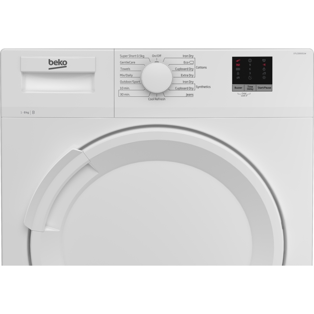 Beko DTLCE80051W 8kg Condenser Tumble Dryer - White thumbnail image