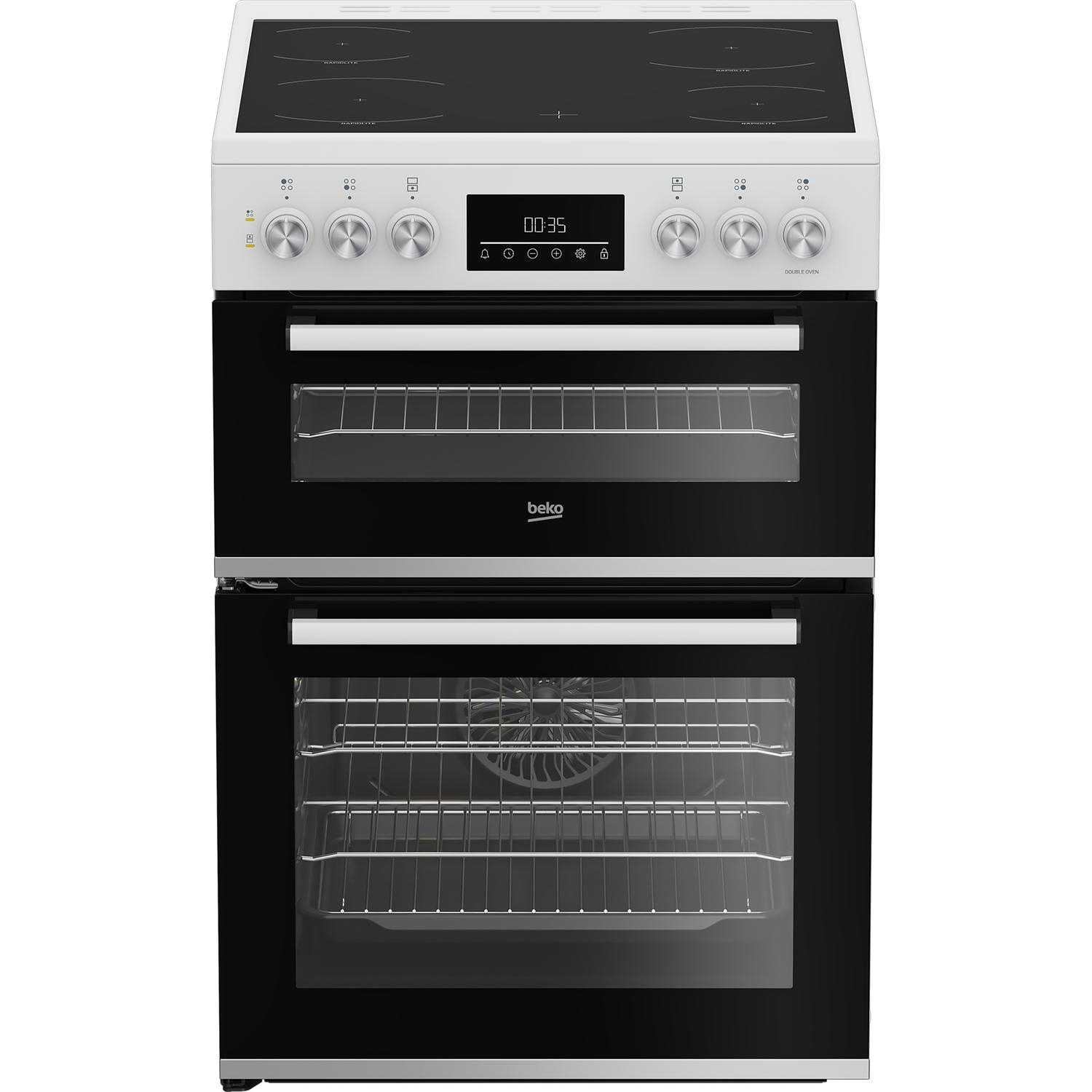 Beko EDC6731W 60cm Double Oven Electric Cooker with Vitroceramic Hob thumbnail image