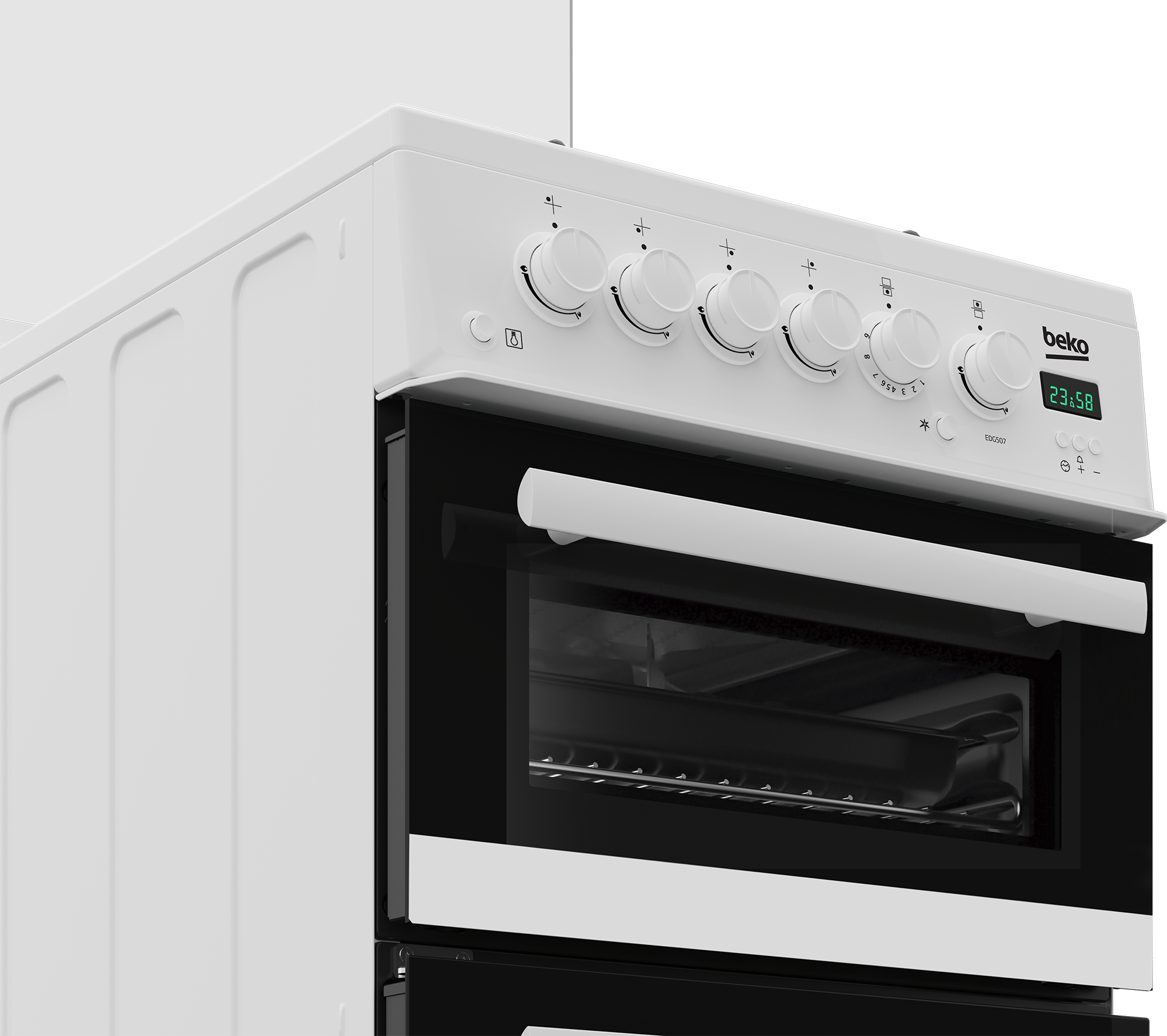 Beko EDG507W 50cm Twin Cavity Gas Cooker with Gas Hob - White thumbnail image