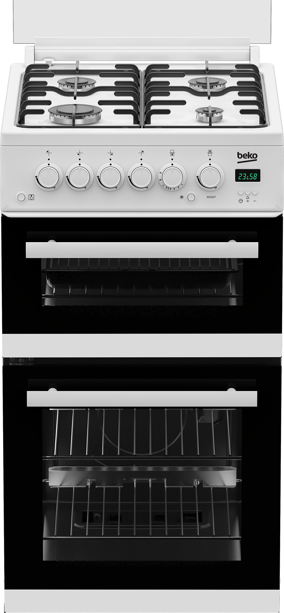 Beko EDG507W 50cm Twin Cavity Gas Cooker with Gas Hob - White thumbnail image