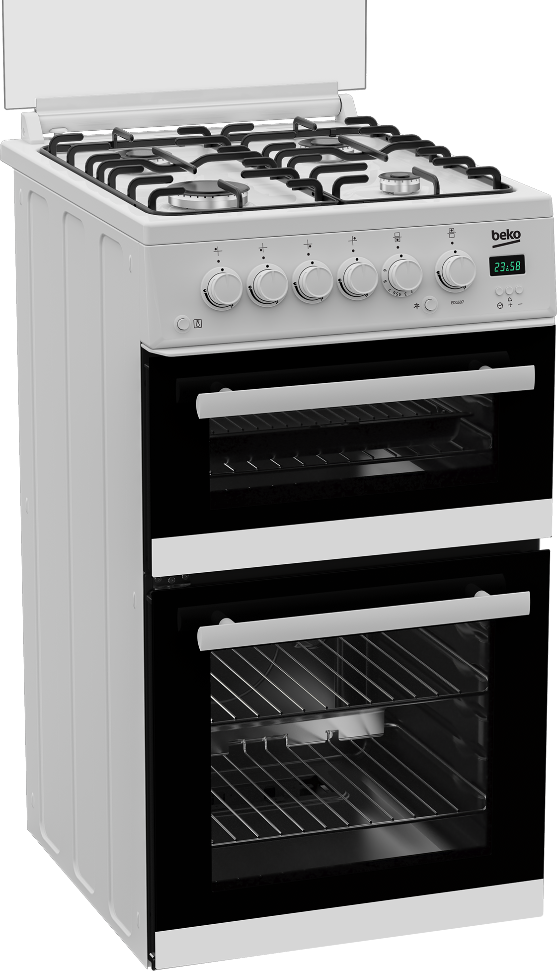 Beko EDG507W 50cm Twin Cavity Gas Cooker with Gas Hob - White thumbnail image