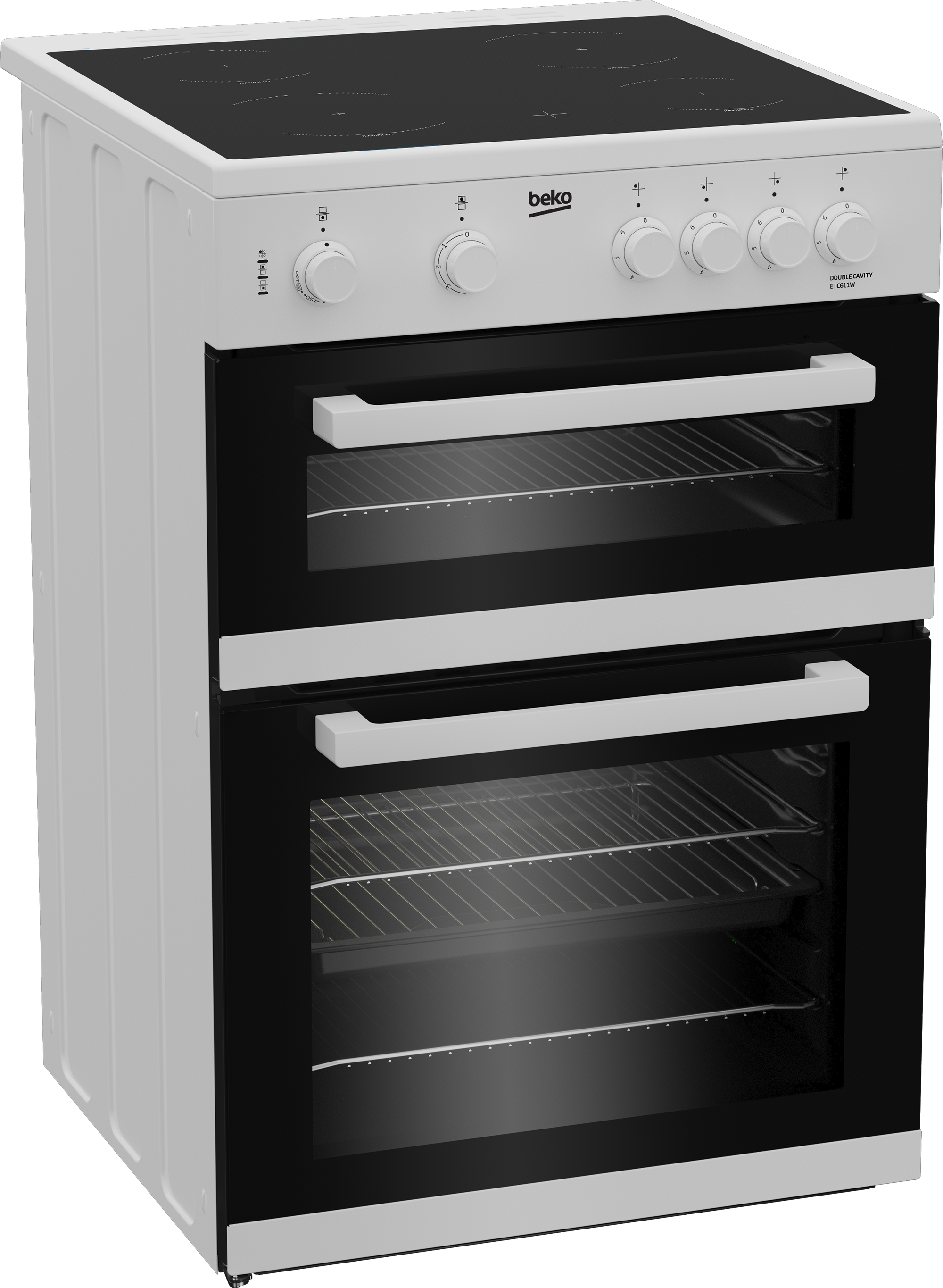 Beko ETC611W 60cm Twin Cavity Electric Cooker with Ceramic Hob - White thumbnail image