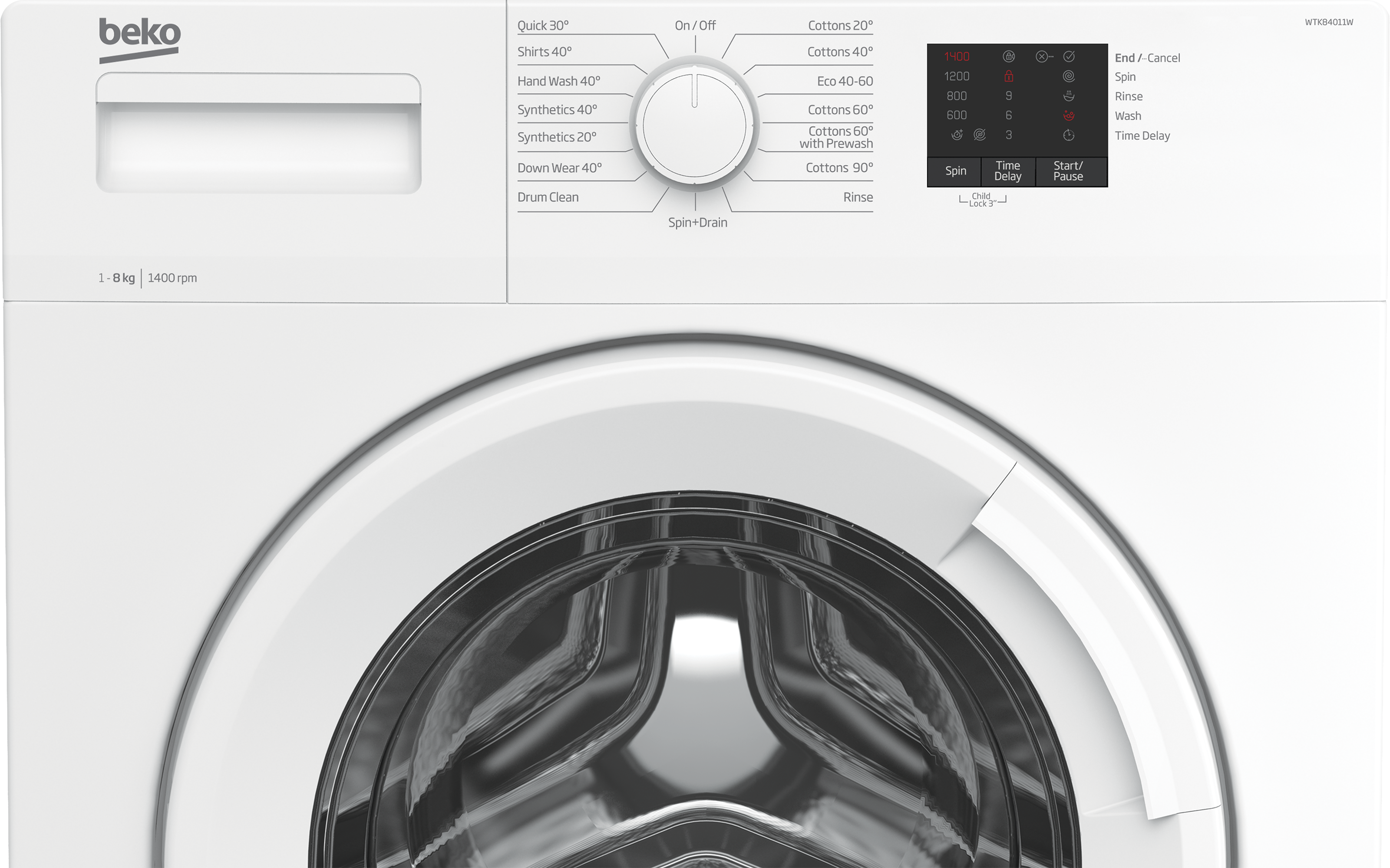 Beko WTK84011W 8kg 1400 Spin  Washing Machine - White thumbnail image