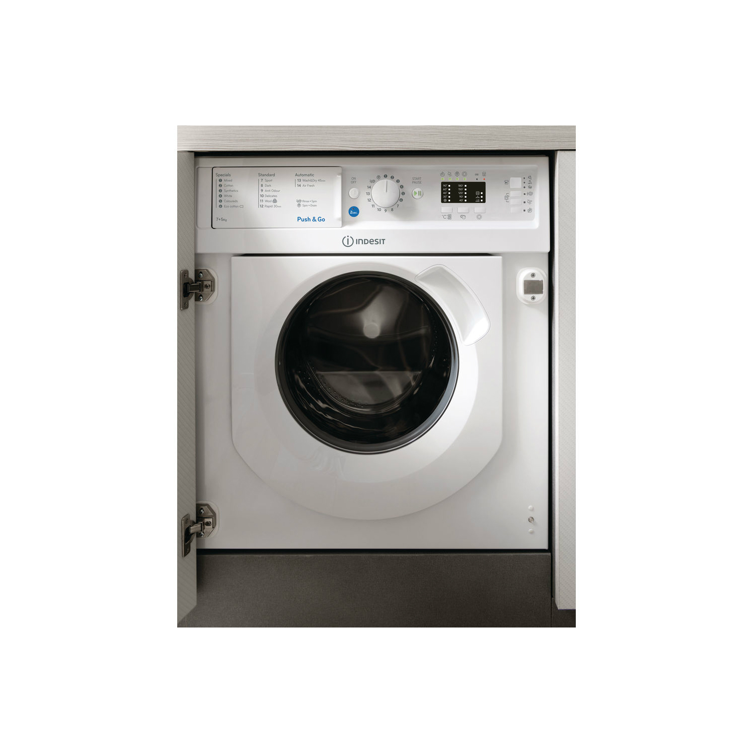Indesit Integrated 1200 Spin 7kg/5kg Dry Washer Dryer - White - B Energy Rated thumbnail image