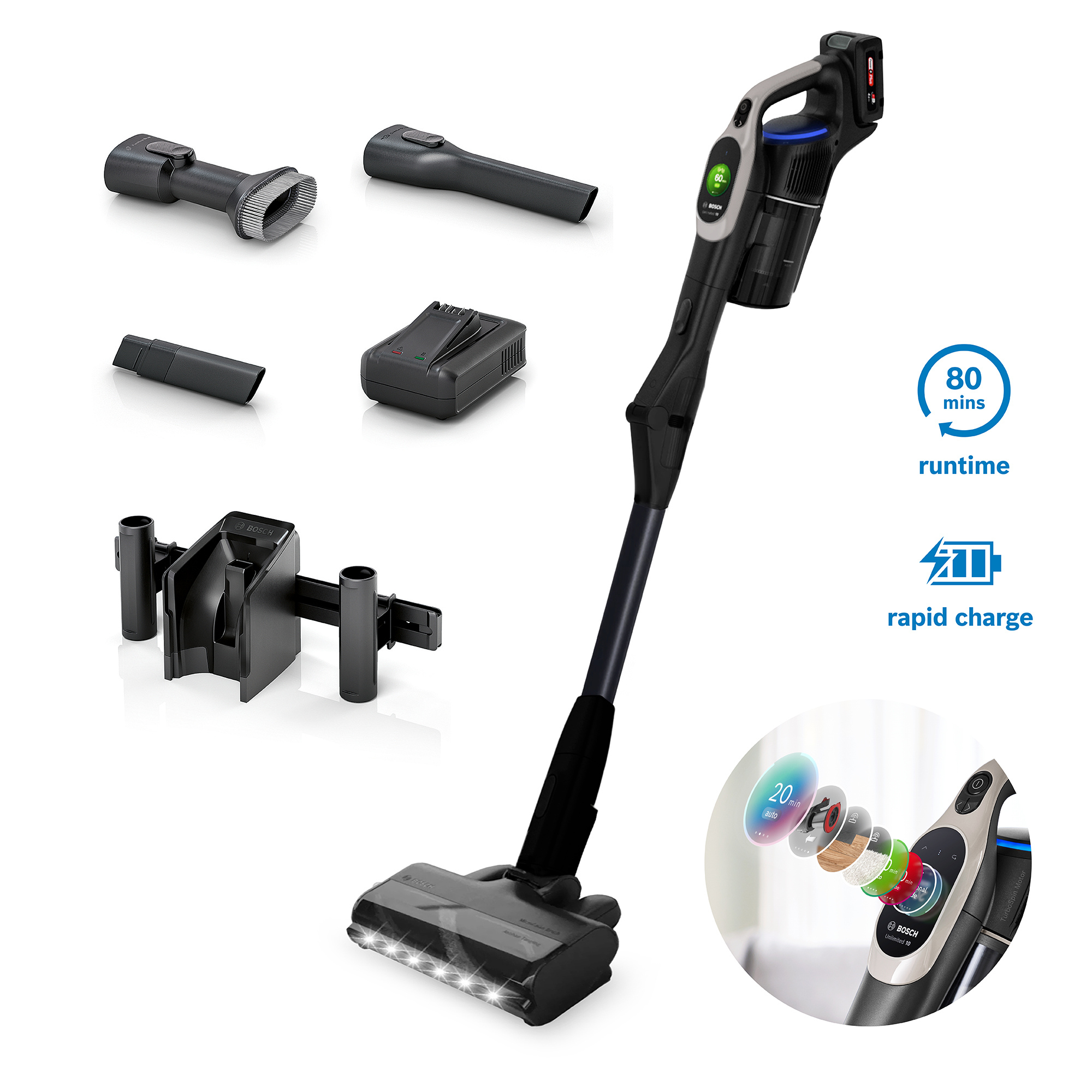 Bosch Unlimited 10 BBS1041GGB Cordless Handstick Vacuum Cleaner - 80 Minutes Runtime - Graphite thumbnail image