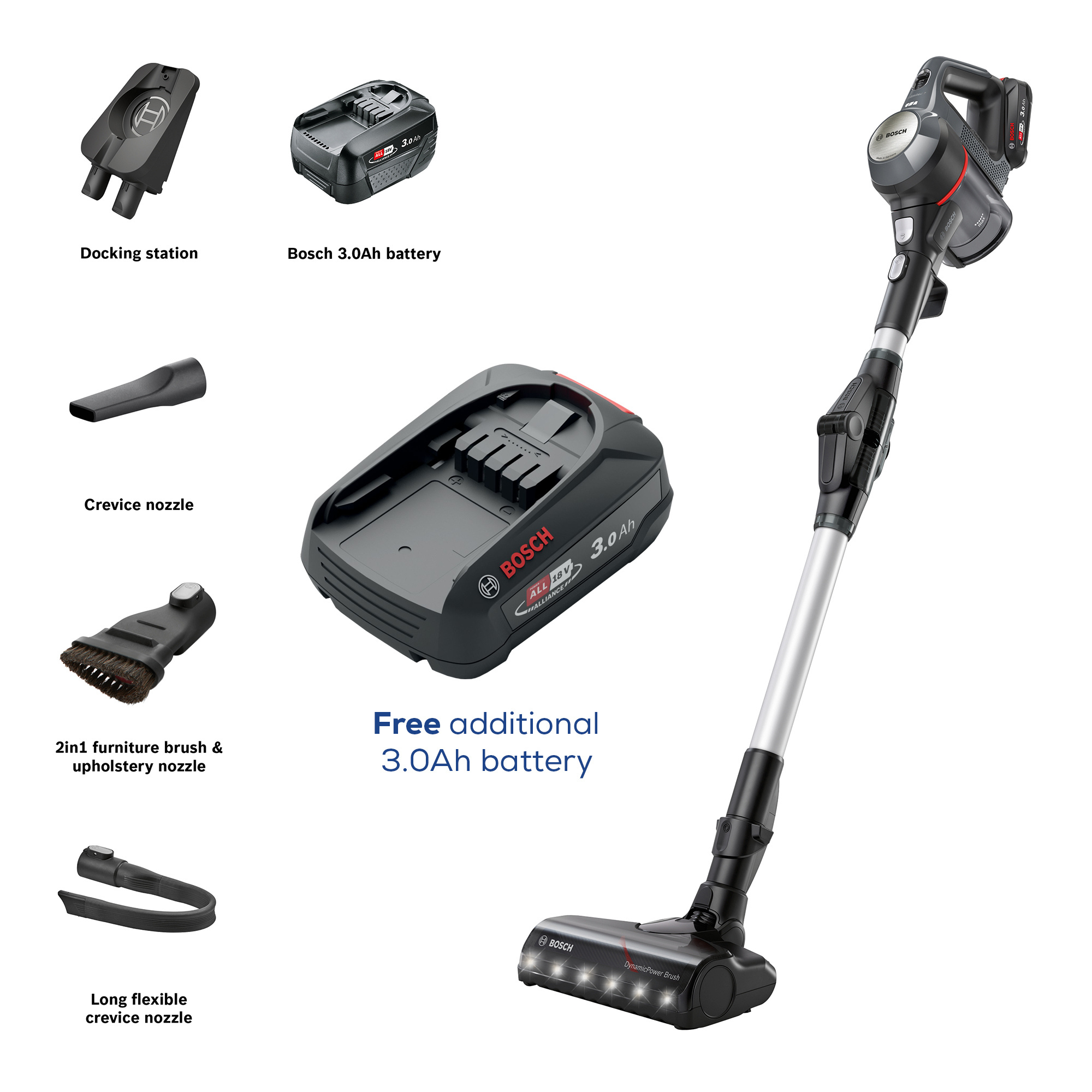 Bosch Unlimited 7 BCS711GBKIT Cordless Vacuum Cleaner - Dark Granite - PLUS Additional Battery thumbnail image