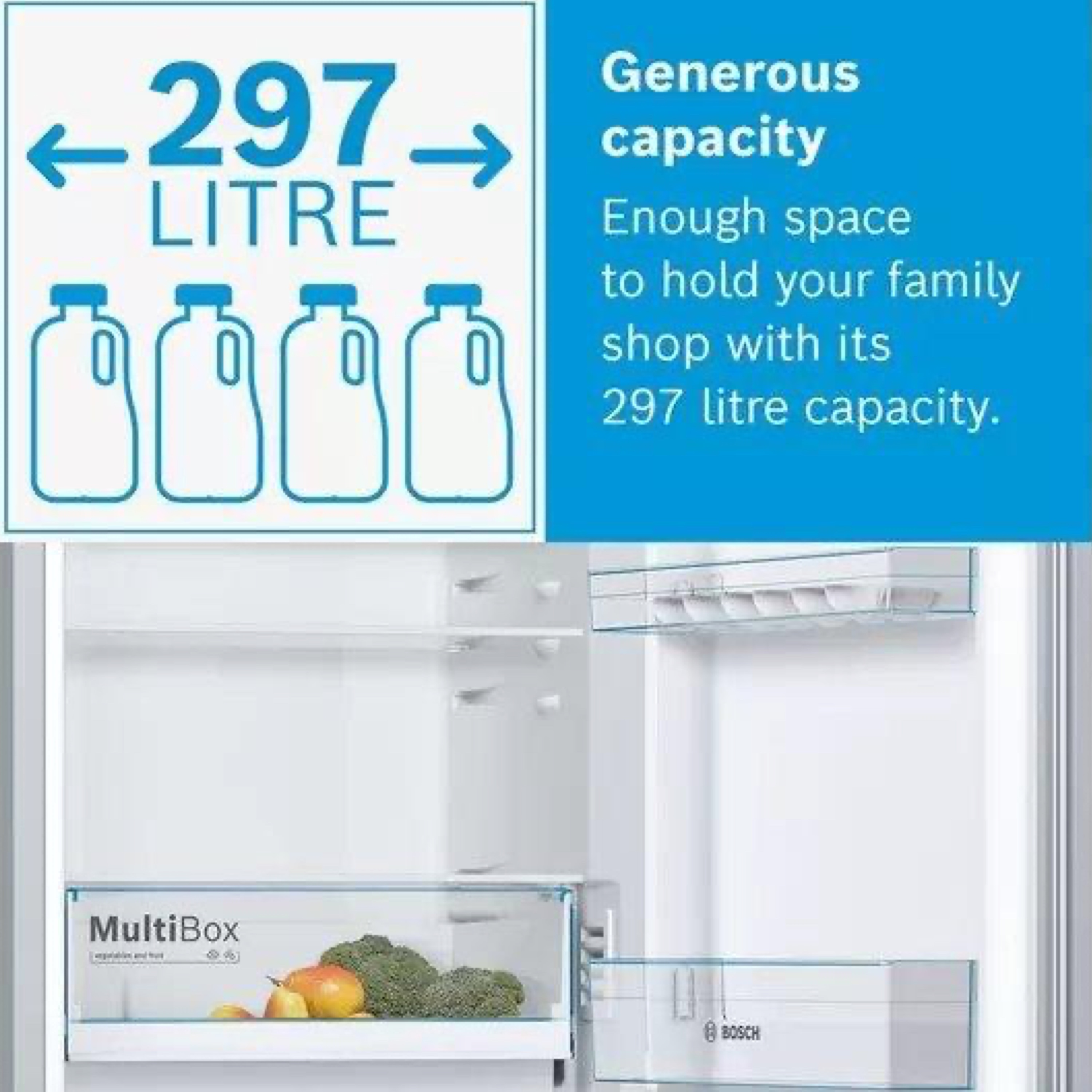Bosch KGN34NLEAG 60cm wide 50/50 No Frost Fridge Freezer - Silver thumbnail image