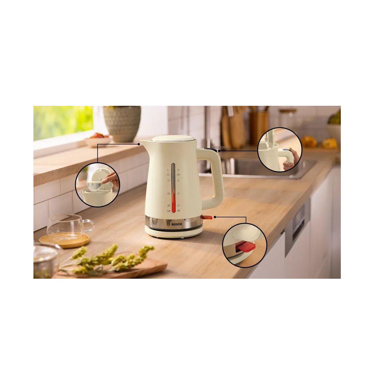 Bosch TWK4M227GB 1.7 Litres Kettle - Cream thumbnail image