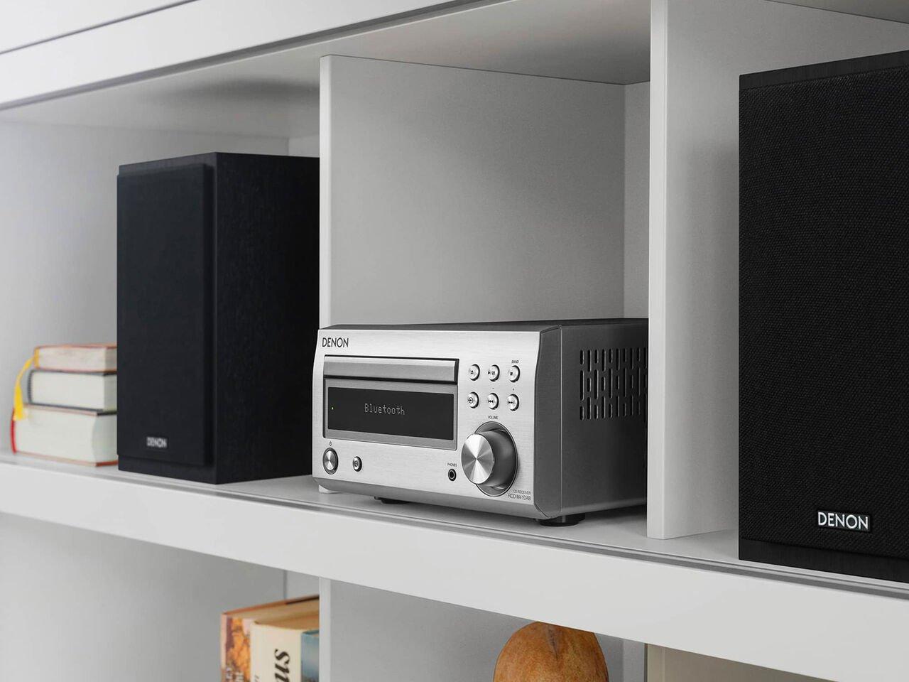 Denon D-M41DAB Mini HiFi System with Speakers - Silver thumbnail image