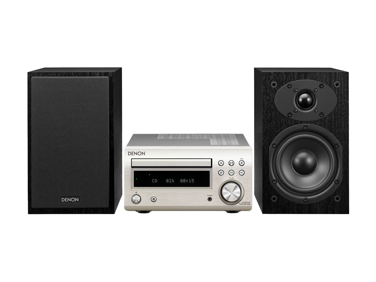 Denon D-M41DAB Mini HiFi System with Speakers - Silver thumbnail image