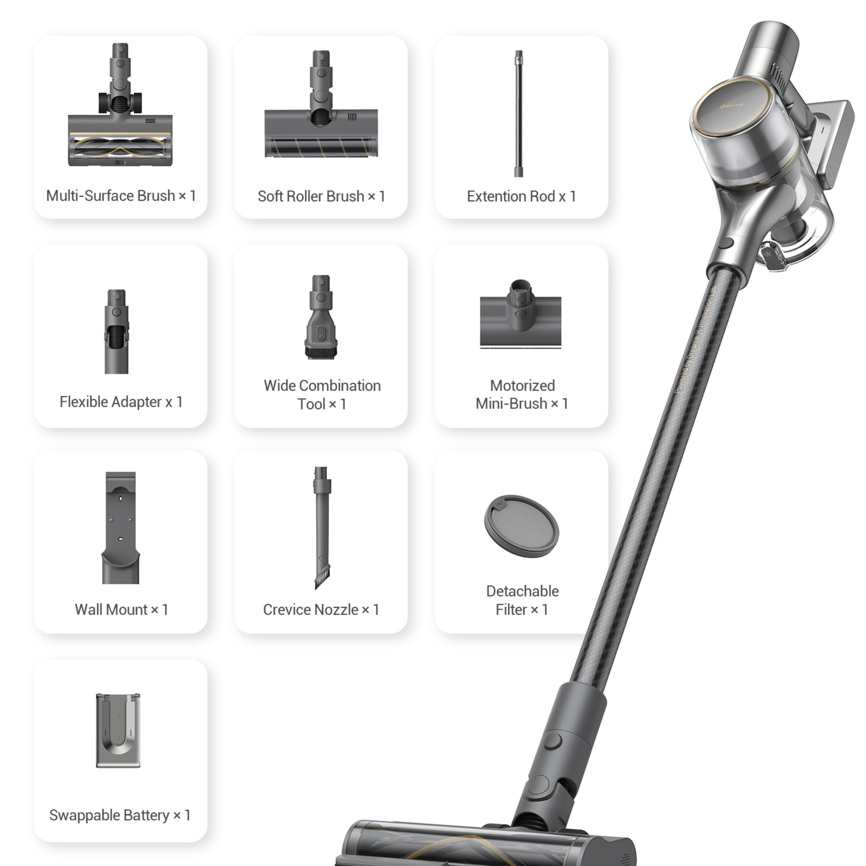 Dreame DRMVTV97A R20 Cordless Stick Vacuum - 90 Minutes Run Time - Grey thumbnail image