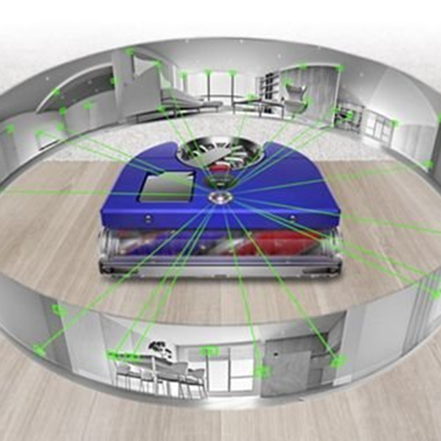 Dyson 360VISNAV Robot Vacuum Cleaner  - 65 Minutes Run Time - Moulded Blue/Nickel thumbnail image