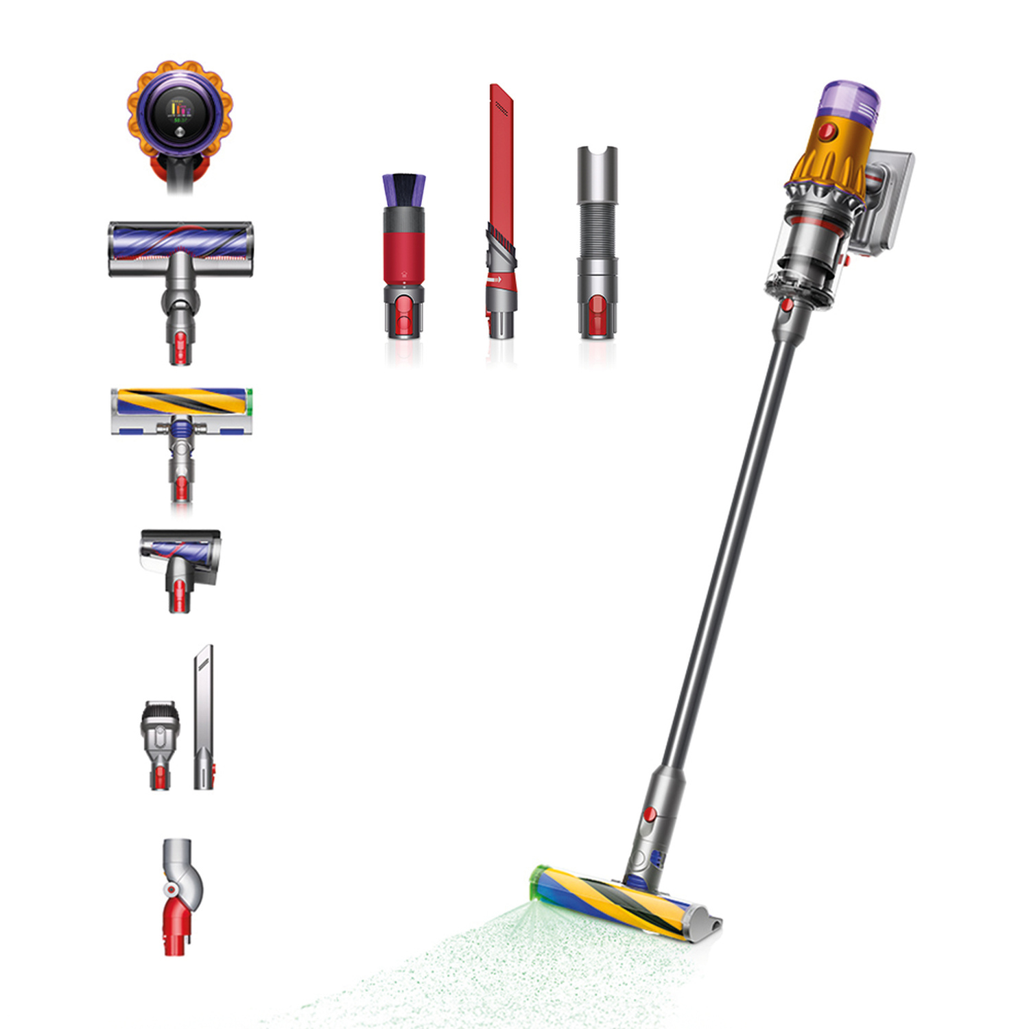 Dyson V12-2023KIT Detect Slim Absolute Cordless Vacuum Cleaner with Cleaning Accessory Kit - 60 Minutes Run Time - Yellow/Nickel thumbnail image