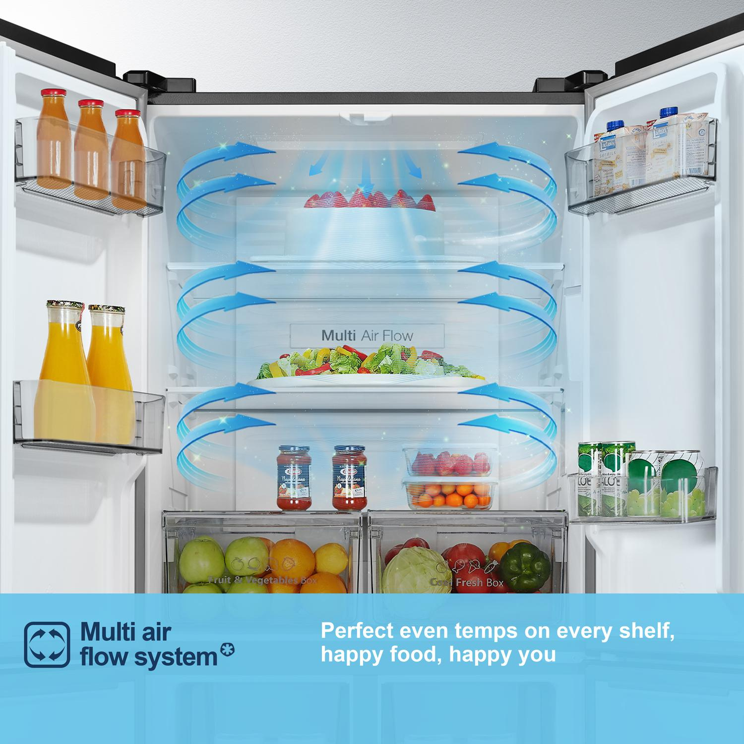 Fridgemaster MQ79395ES 79.4cm 65/35 Total No Frost American Fridge Freezer - Silver thumbnail image