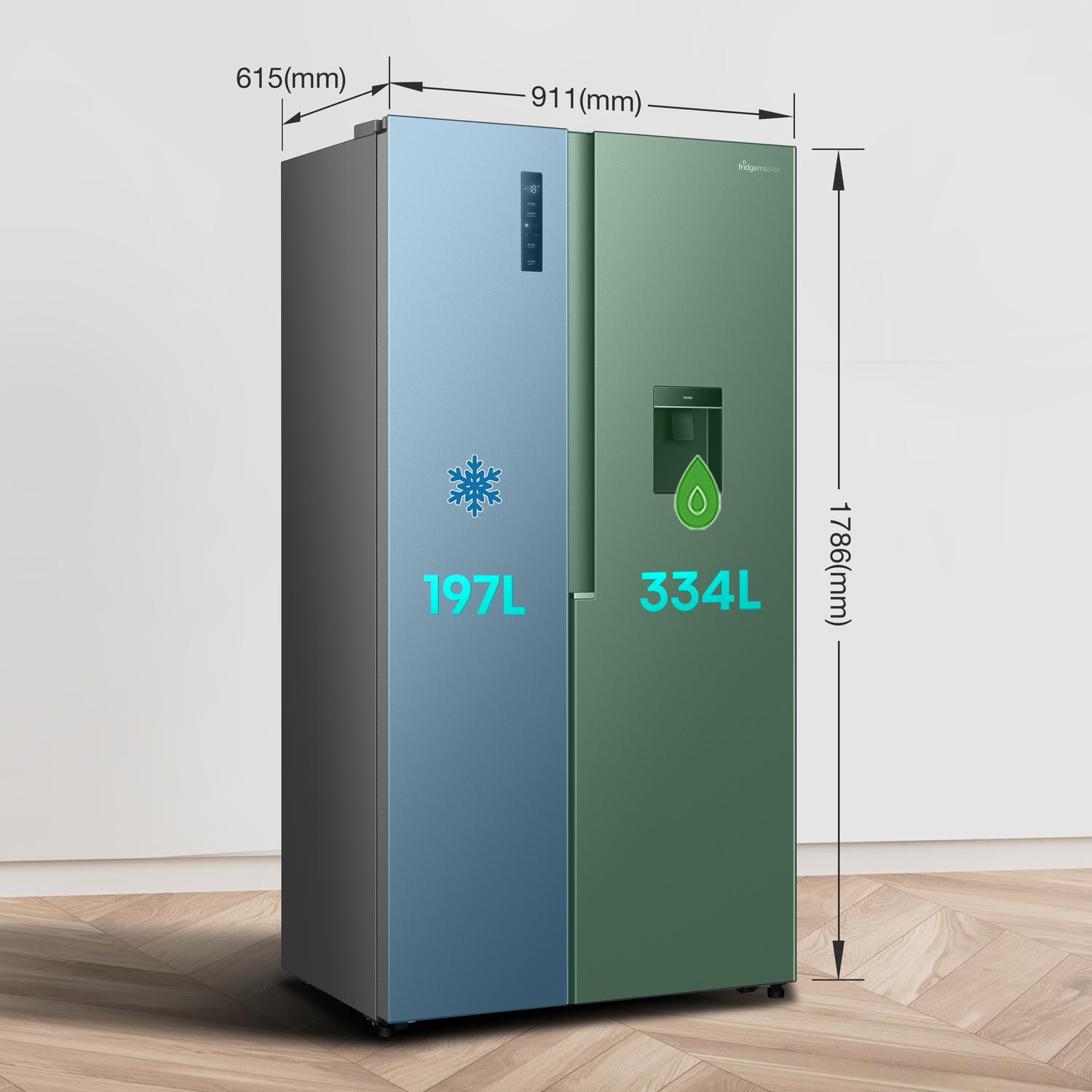 Fridgemaster MS91558DES 91.1cm 60/40 Total No Frost American Fridge Freezer thumbnail image