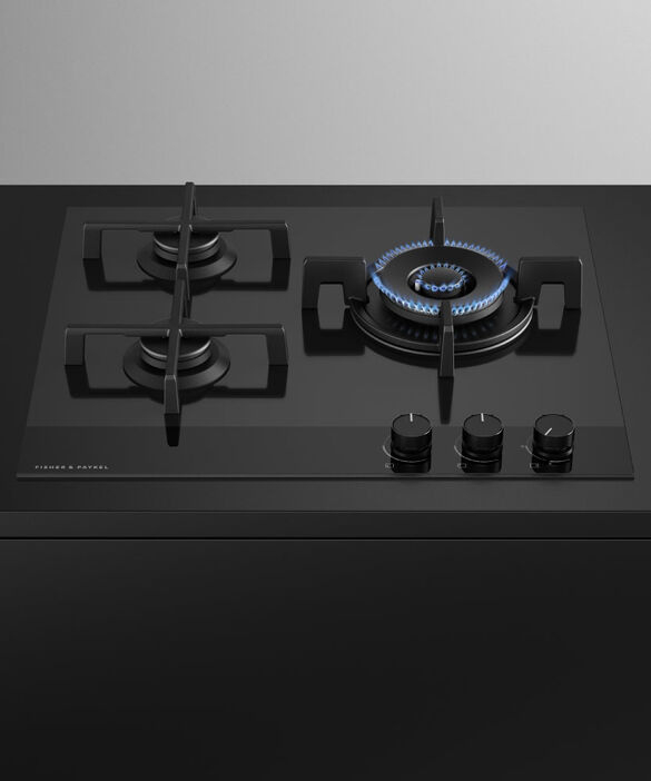 Fisher & Paykel CG603DNGGB4 60cm 3 Burner Gas Hob - Black Glass thumbnail image