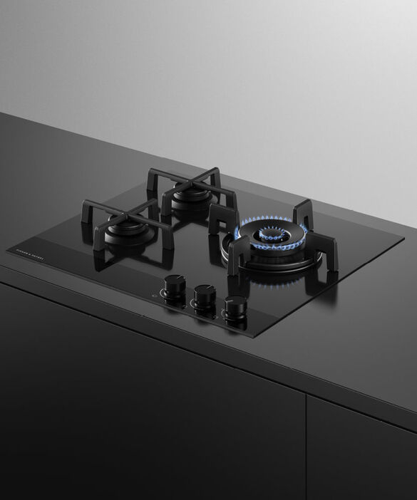 Fisher & Paykel CG603DNGGB4 60cm 3 Burner Gas Hob - Black Glass thumbnail image