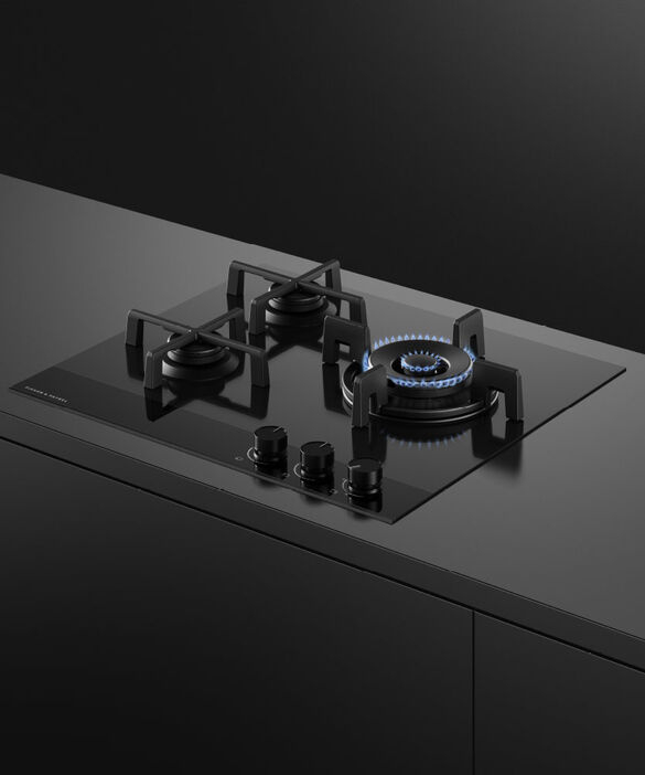Fisher & Paykel CG603DNGGB4 60cm 3 Burner Gas Hob - Black Glass thumbnail image