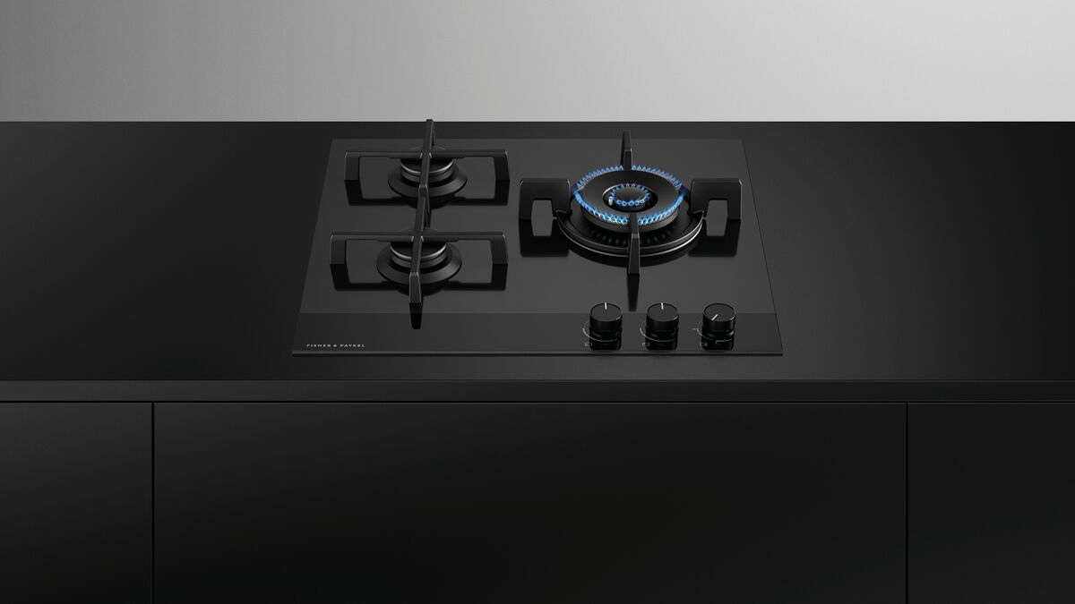 Fisher & Paykel CG603DNGGB4 60cm 3 Burner Gas Hob - Black Glass thumbnail image