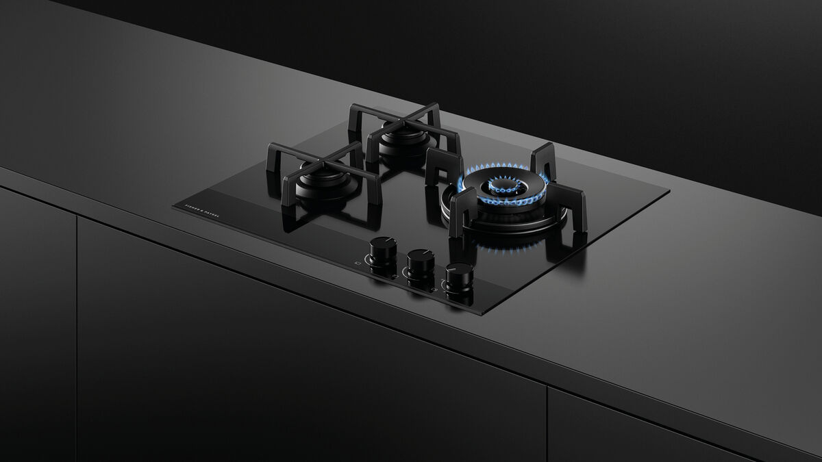 Fisher & Paykel CG603DNGGB4 60cm 3 Burner Gas Hob - Black Glass thumbnail image