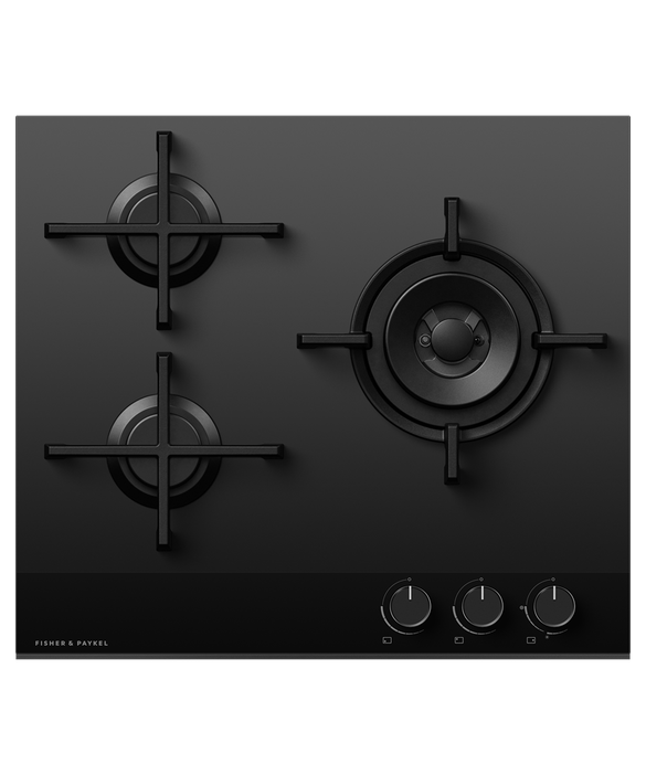 Fisher & Paykel CG603DNGGB4 60cm 3 Burner Gas Hob - Black Glass thumbnail image