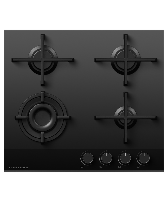Fisher & Paykel CG604DNGGB4 60cm 4 Burner Gas Hob - Black Glass thumbnail image