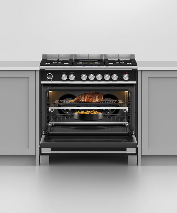 Fisher & Paykel OR90SCG6B1 90cm Dual Fuel Pyrolytic Cooker - Black thumbnail image