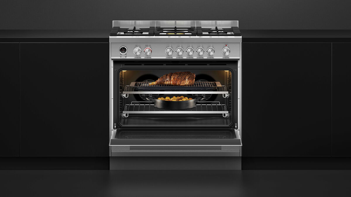 Fisher & Paykel OR90SDG6X1 90cm Dual Fuel Range Cooker with Gas Hob and Pyrolytic Cleaning - Stainless Steel thumbnail image