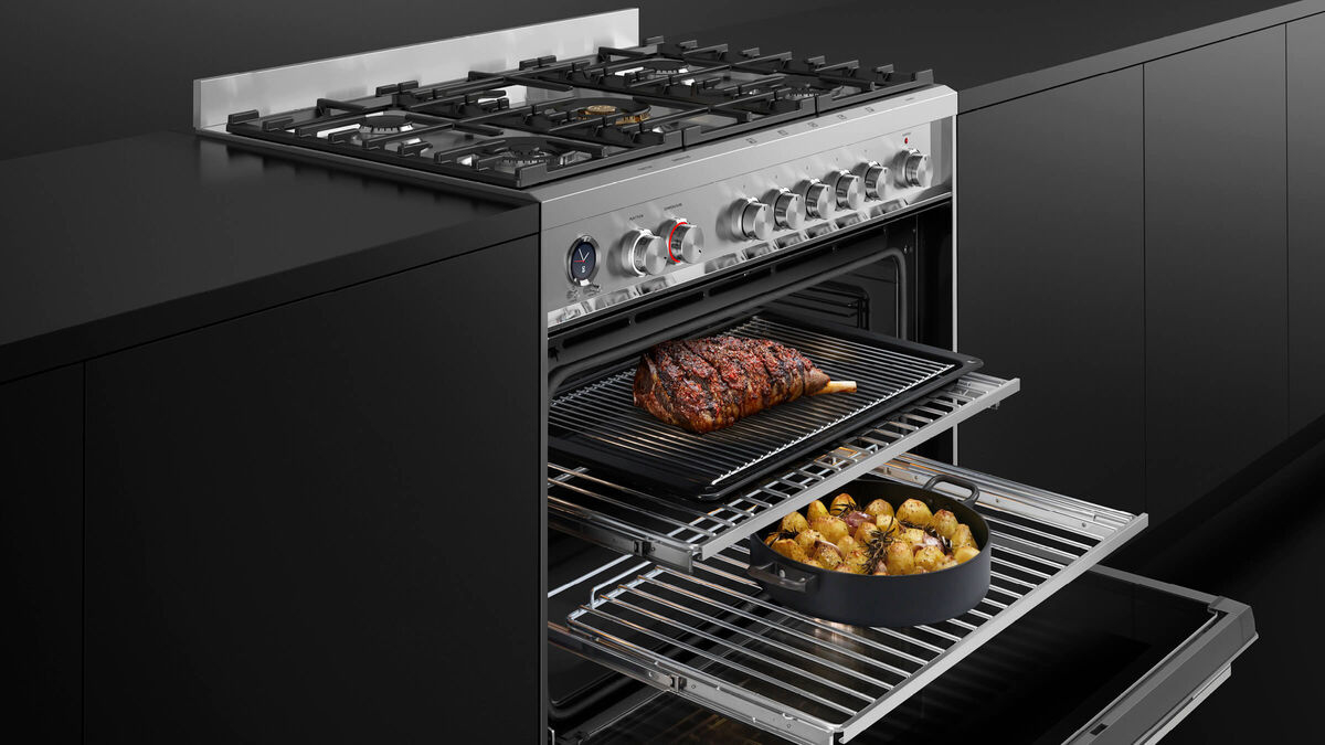 Fisher & Paykel OR90SDG6X1 90cm Dual Fuel Range Cooker with Gas Hob and Pyrolytic Cleaning - Stainless Steel thumbnail image